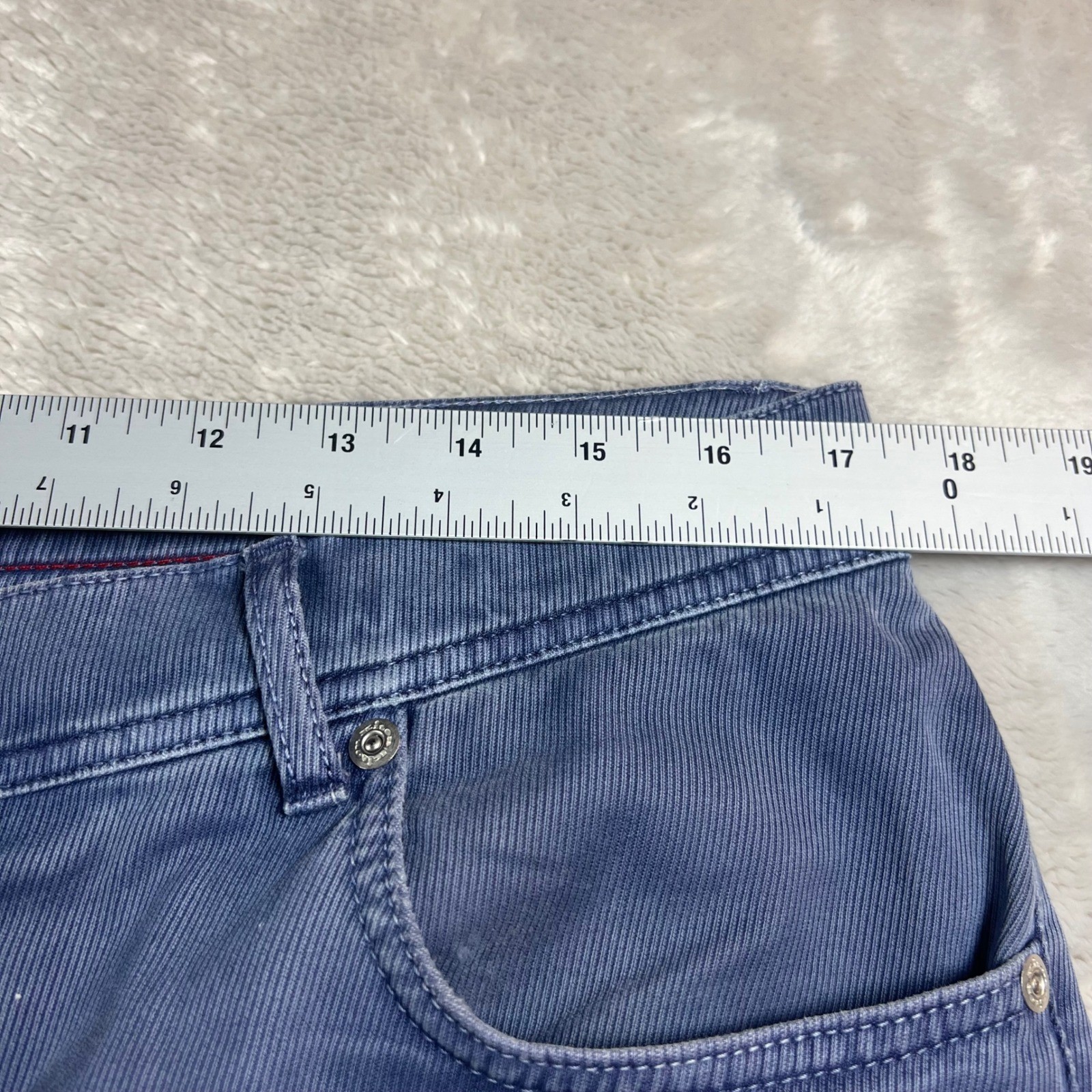 Kiton Napoli Mens 35 Corduroy Pants Blue Made in Italy Fine Wale Trousers