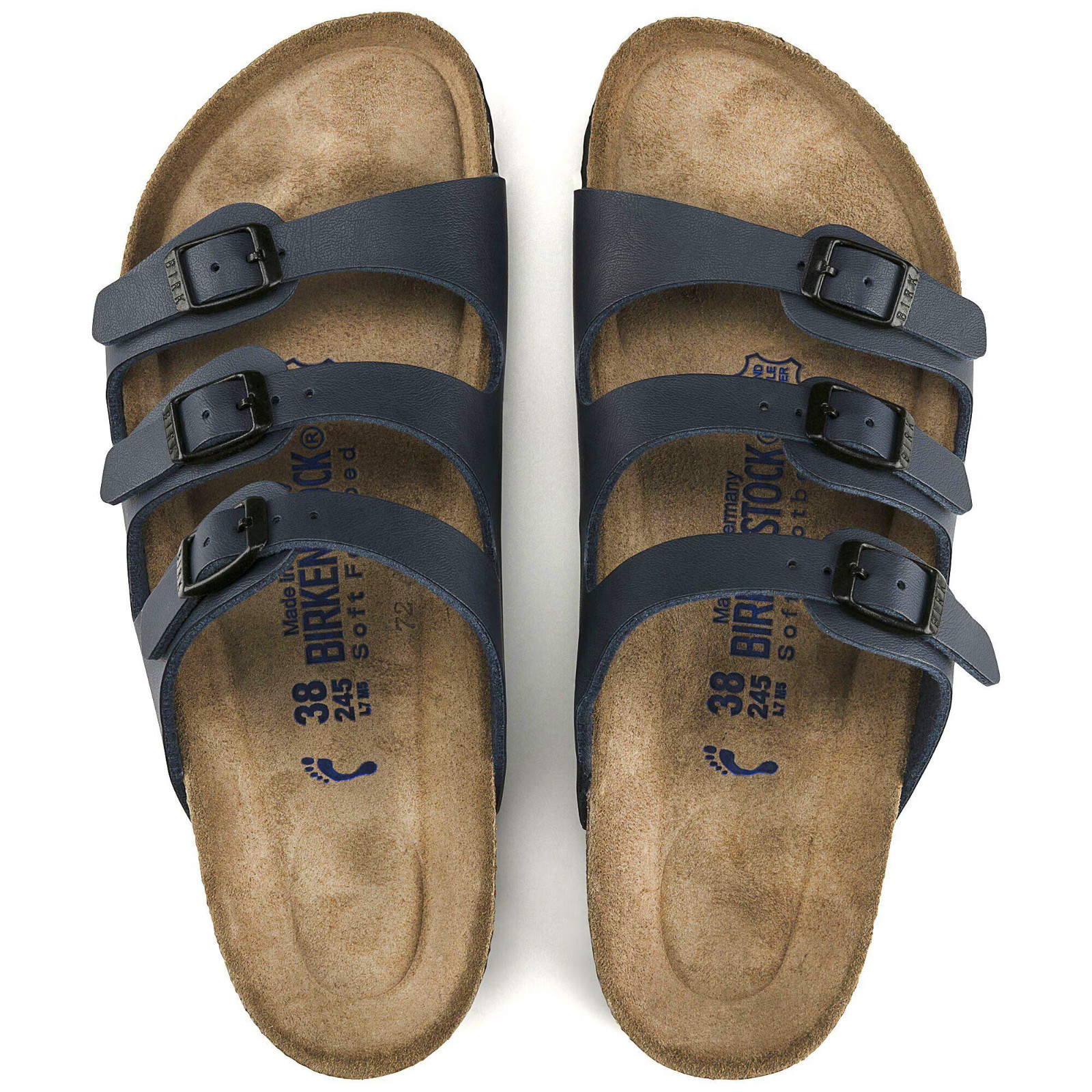 Birkenstock Florida Soft Footbed Birkibuc Blue Birko-Flor Sandals Women’s Shoes