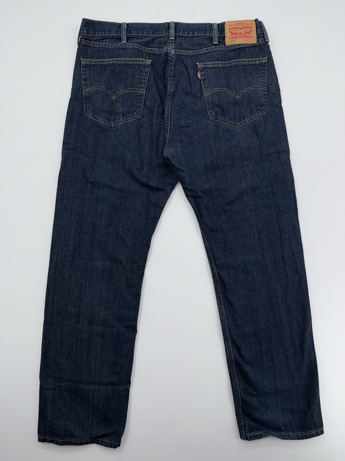 Levis 505 Jeans Mens Regular Fit Straight Dark Stonewash Color Size 38×32