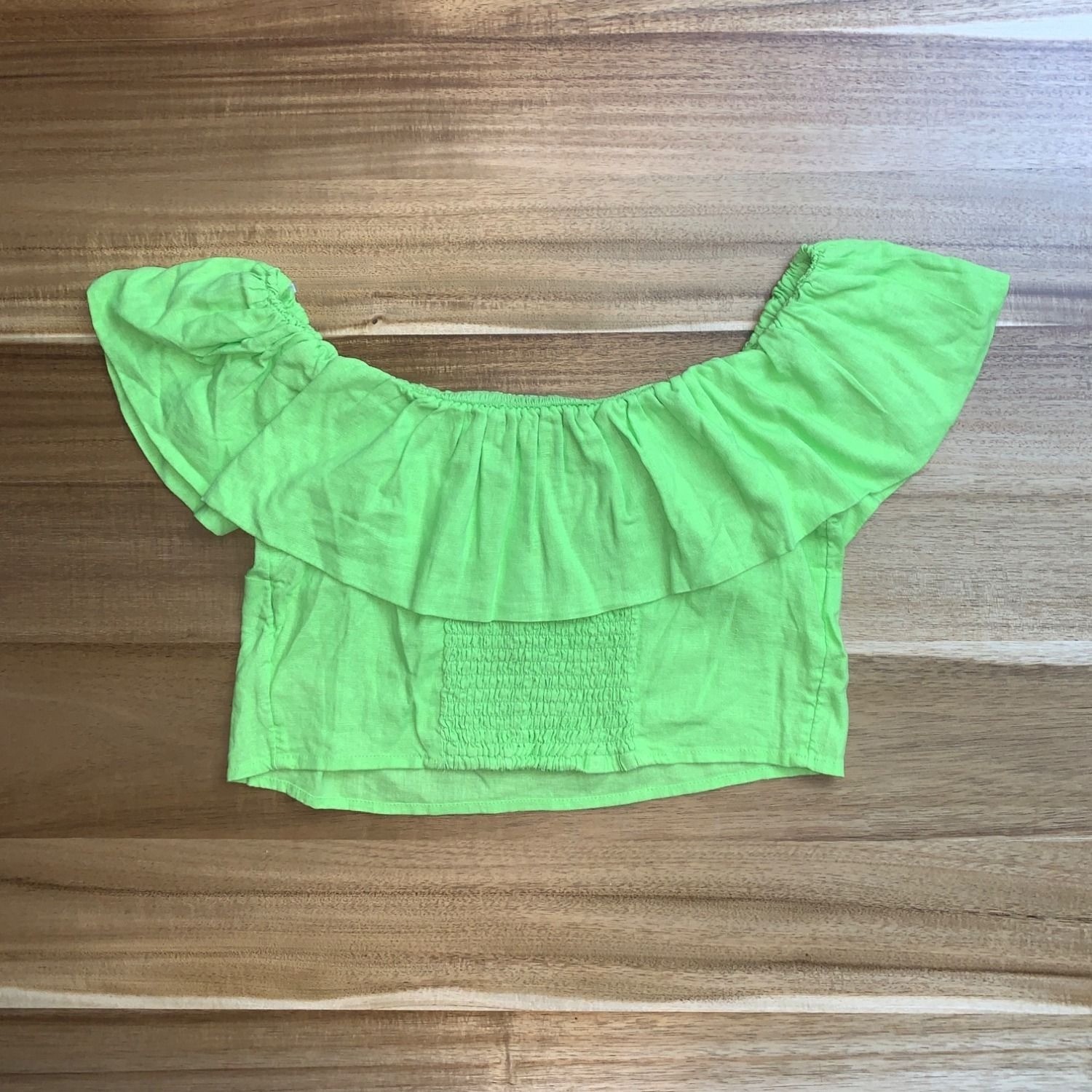 A New Day Womens Off-The-Shoulder Ruffle Crop Top Elastic Fit Summer Style