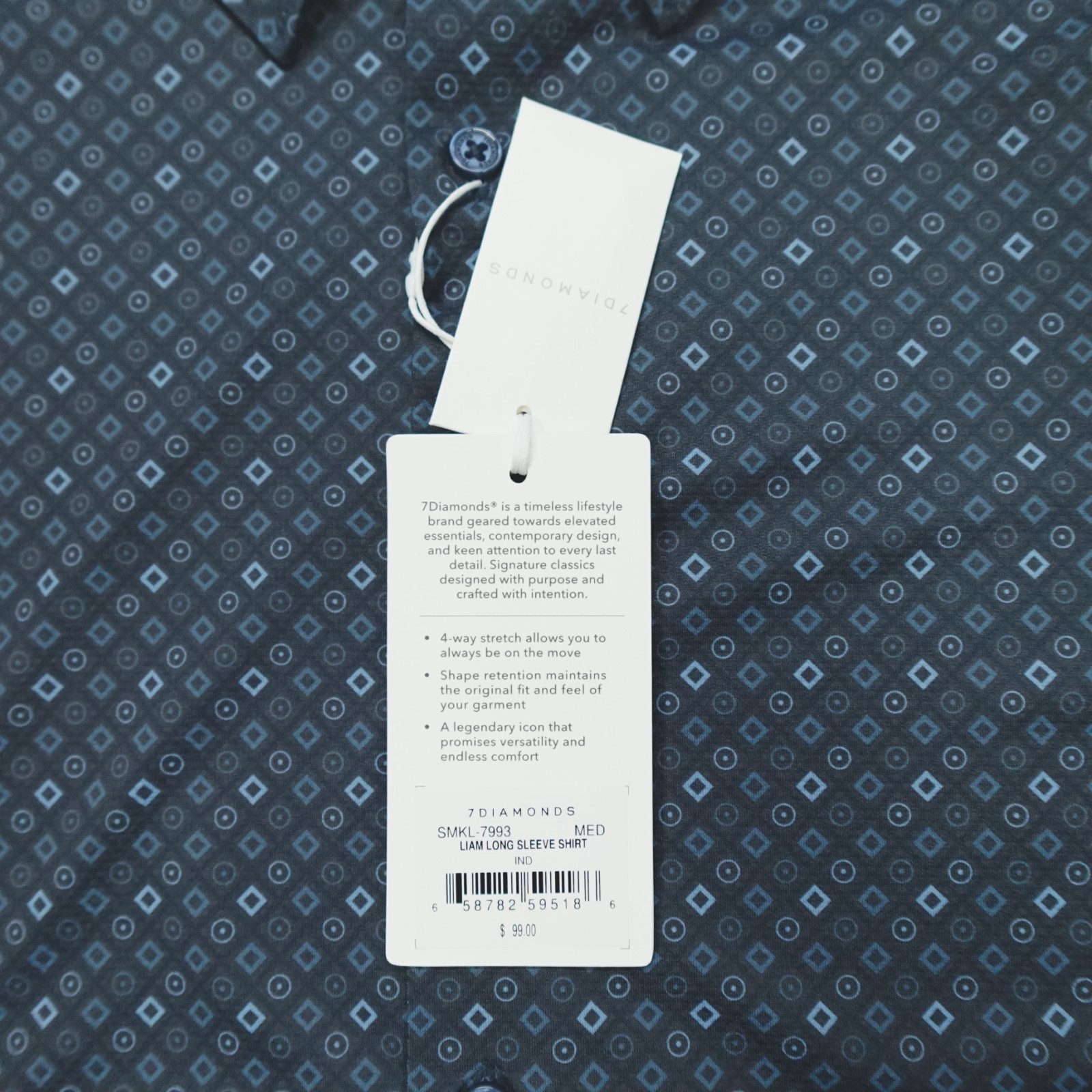 7 Diamonds Liam 4-Way Stretch Performance Shirt Size M Button Up Geometric