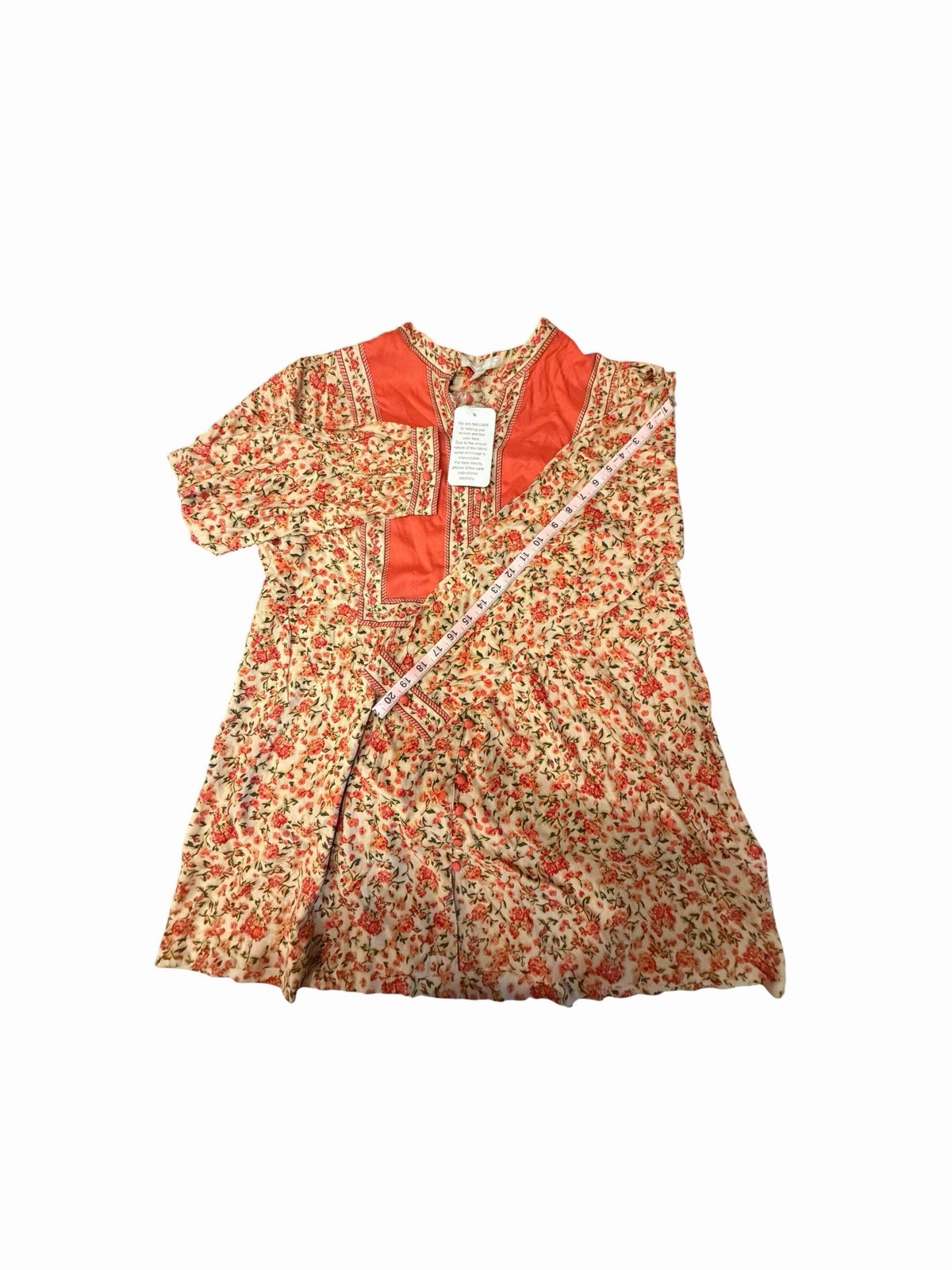 Woman Within Floral Boho Tunic Top 14/16 M