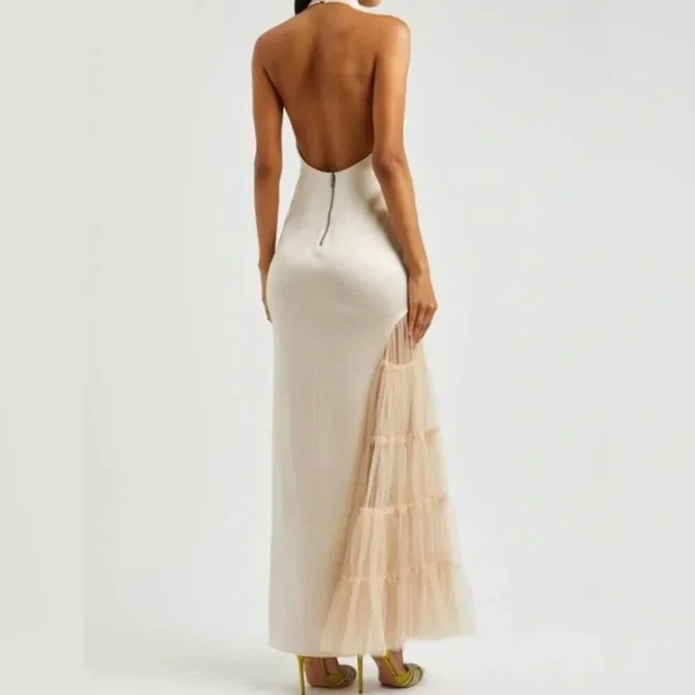 Alice & Olivia Ryn Slit Tulle Panel Maxi Dress – size 4, New with tags