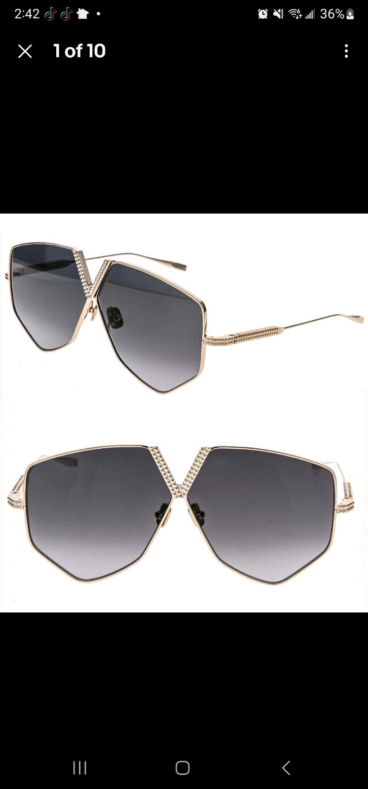VALENTINO V HEXAGON INSPIRED VLS115 Gold Titanium Gray 115A Rock Stud Sunglasses