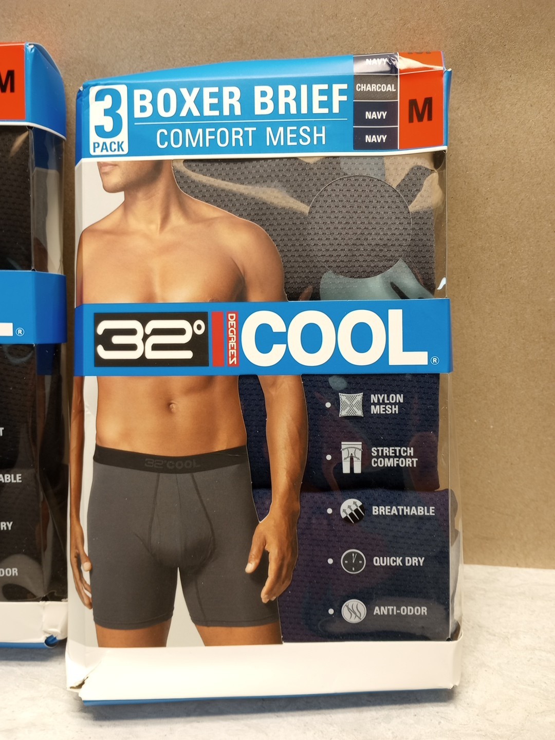 6 Pack – 32 Degrees Cool Men’s Comfort Mesh Boxer Brief Multicolor Sz. M