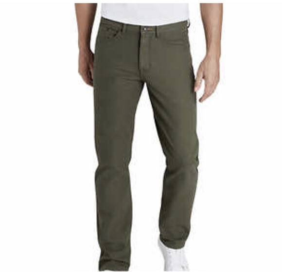 New Weatherproof Vintage Fleece Lined Stretch Canvas Style Olive Green W38L30