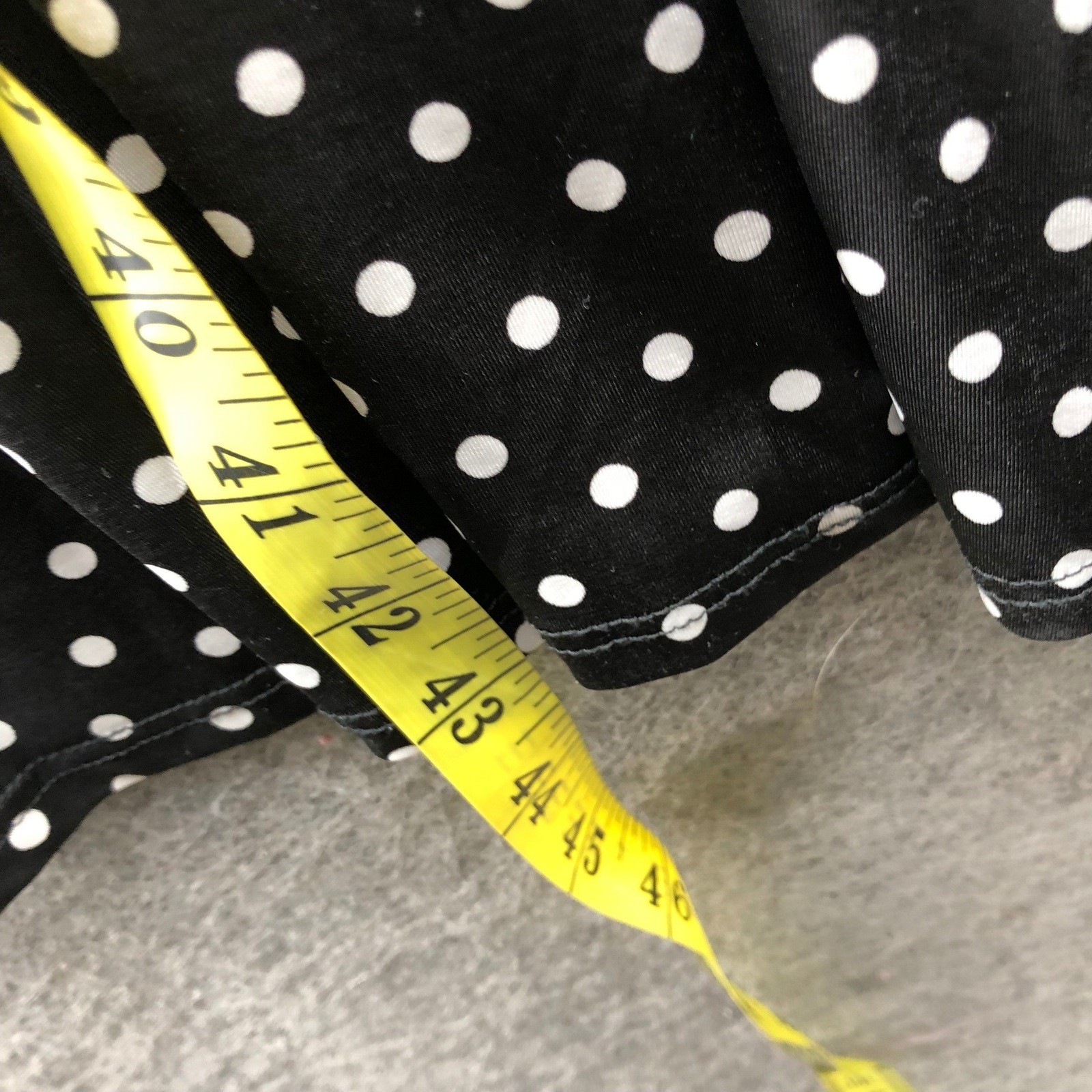 Folter Polka Dot Tie Neck Dress L Black White Polka Dot Cap Sleeve Jersey Punk