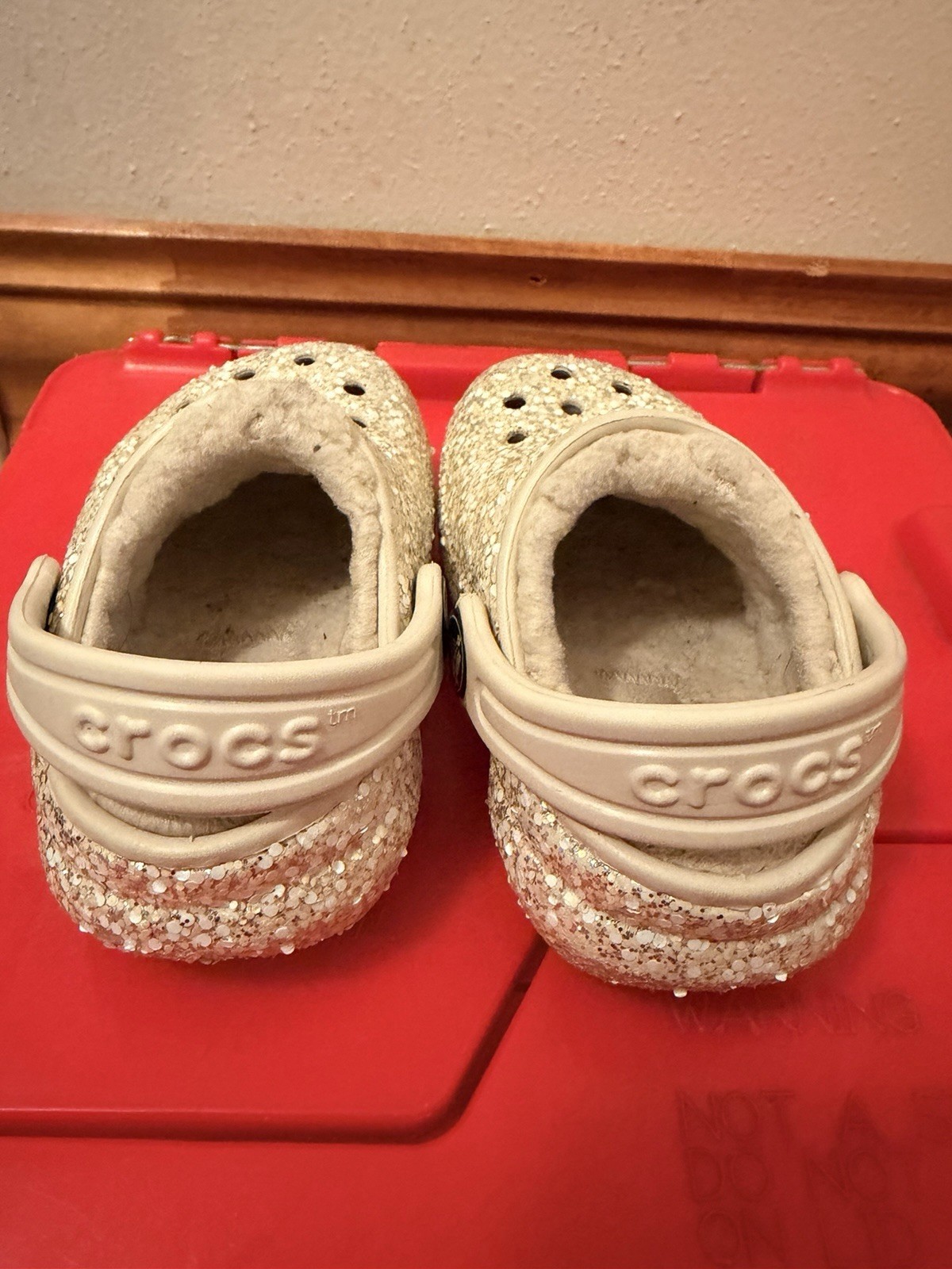 Crocs Slip On 4c White Glitter Slip On Clog Toddler Shoes