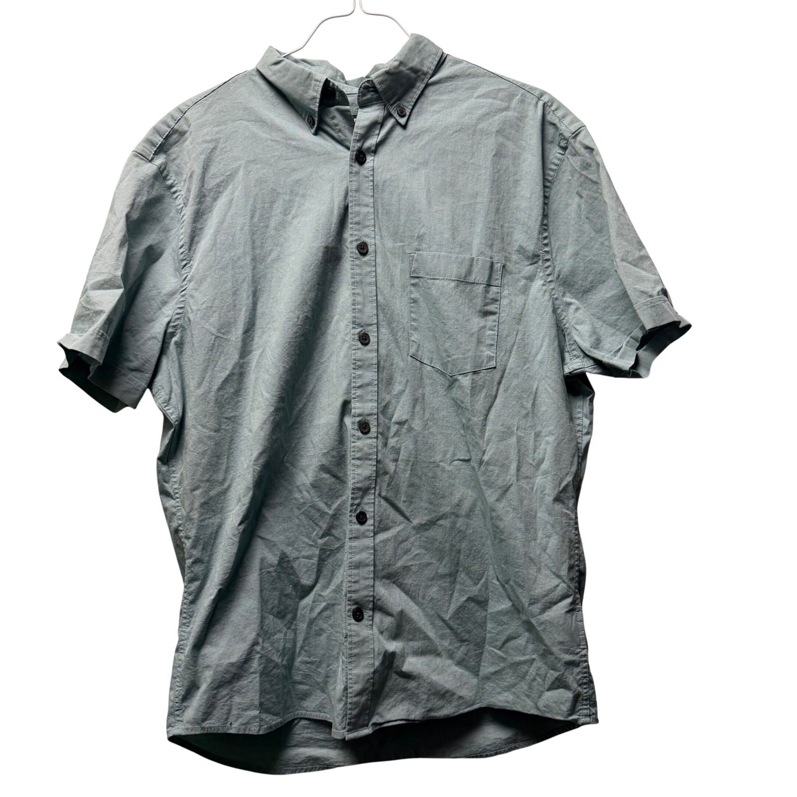 Express Men’s Sage Green Casual Academic Preppy Textured Cotton Blend Shirt Sz M