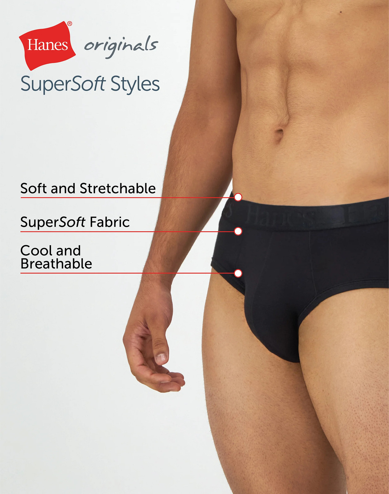 Hanes Originals Ultimate Men’s SuperSoft Brief Underwear, 3-Pack