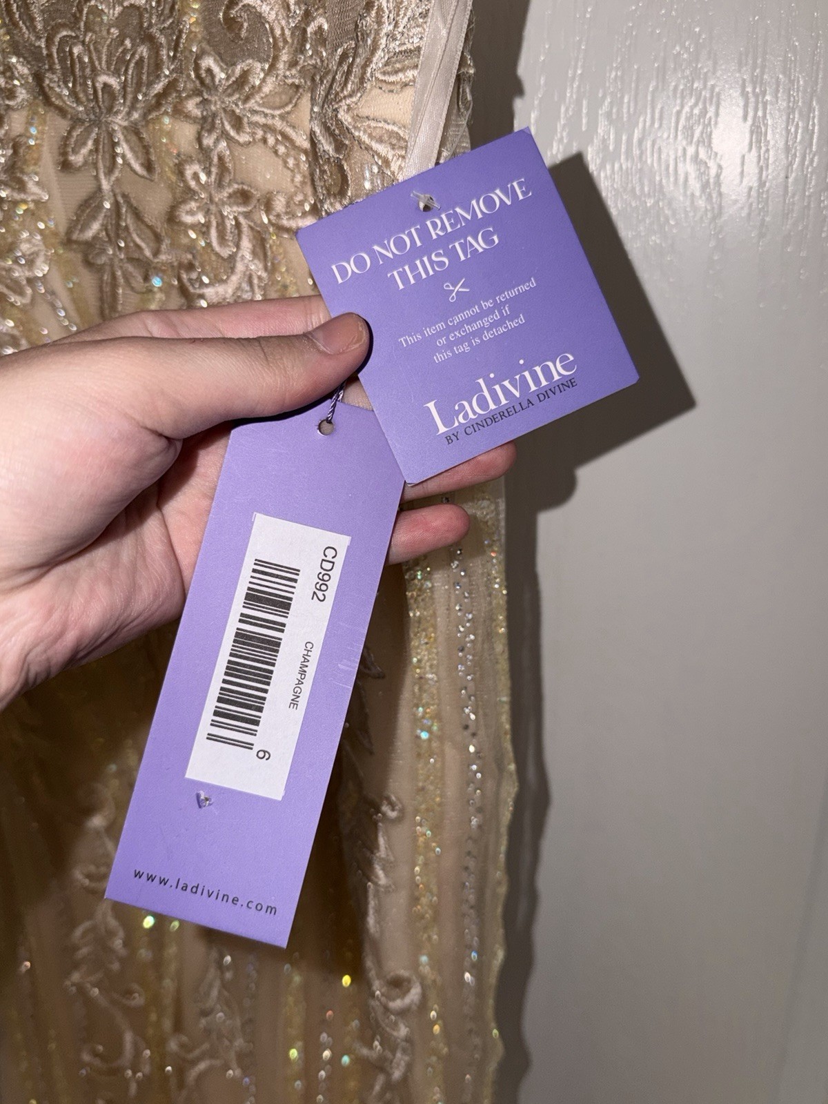 Ladivine by Cinderella Divine Champagne Formal Prom Dress size 6