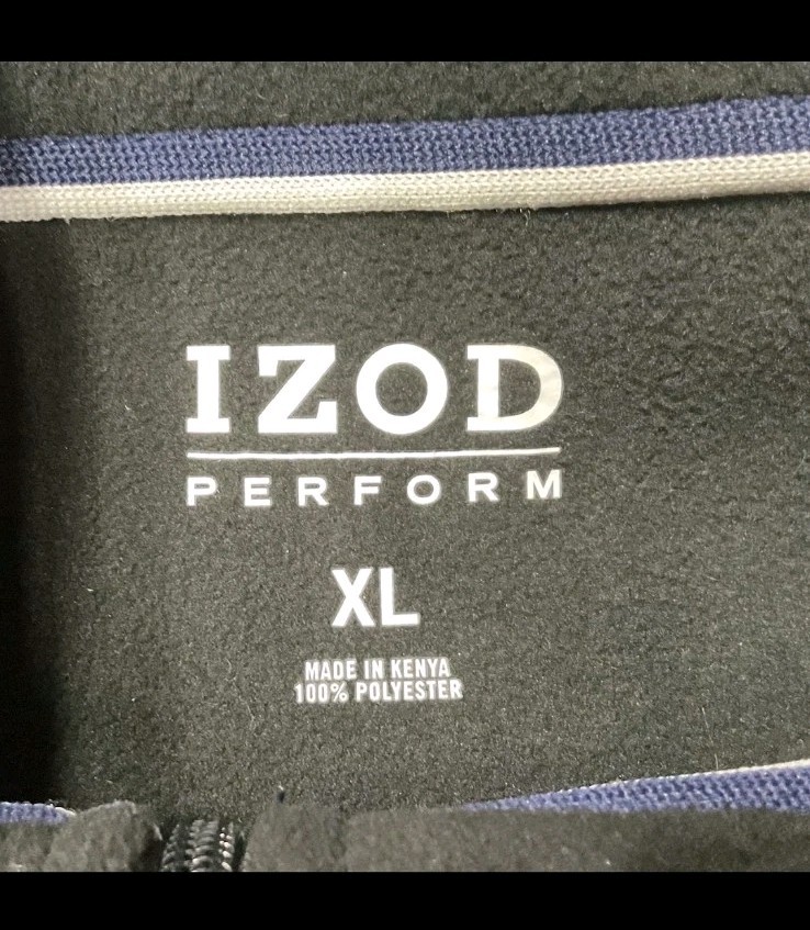 Izod Perform Jacket Mens XL Gray Black Full Zip Thermal Fleece Outdoor Athletic