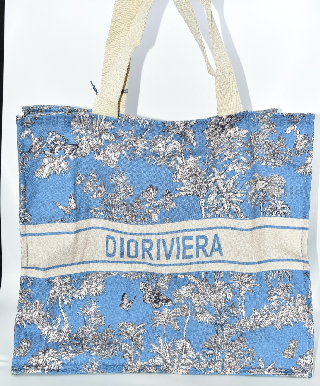 Dior Beauty Dioriviera Makeup Beach Tote Bag Large Blue Palm Tropical Travel GWP