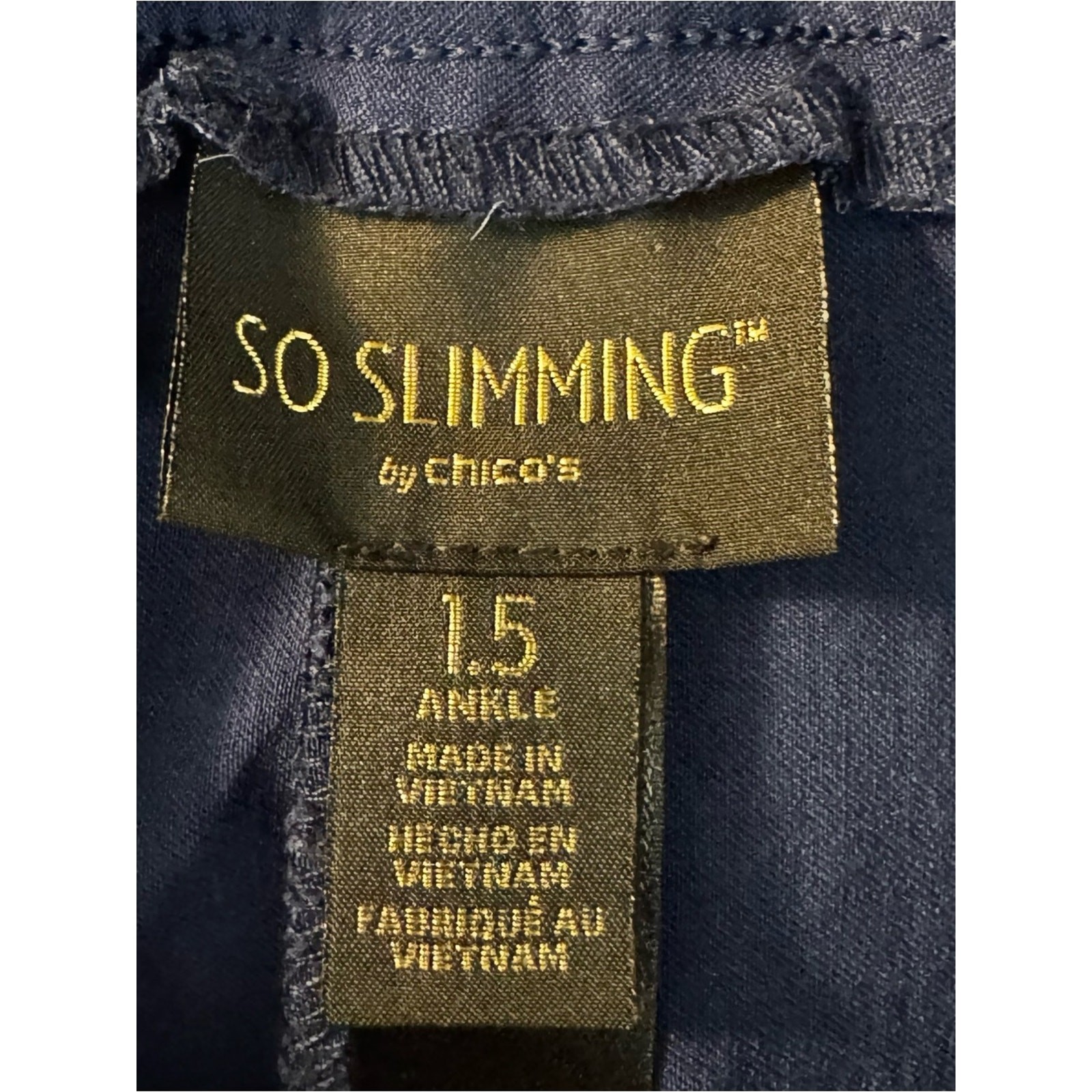 Chico’s 1.5 (Reg 10) Ankle Blue Rayon/Nylon/Span Brigette So Slimming Pants