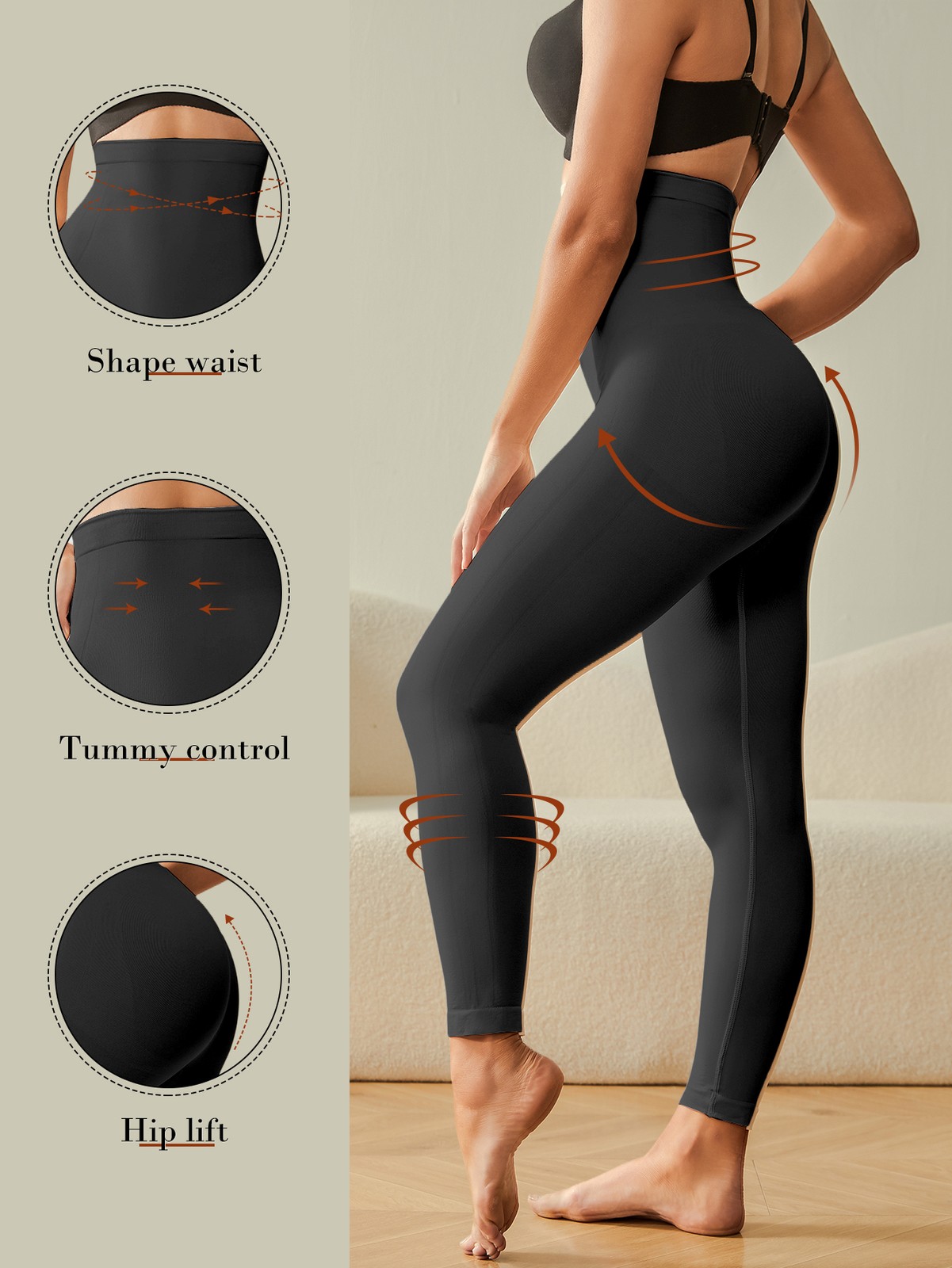 Slimming Anti Cellulite Compression Leggings Leg Shaper High Waist Black Pants