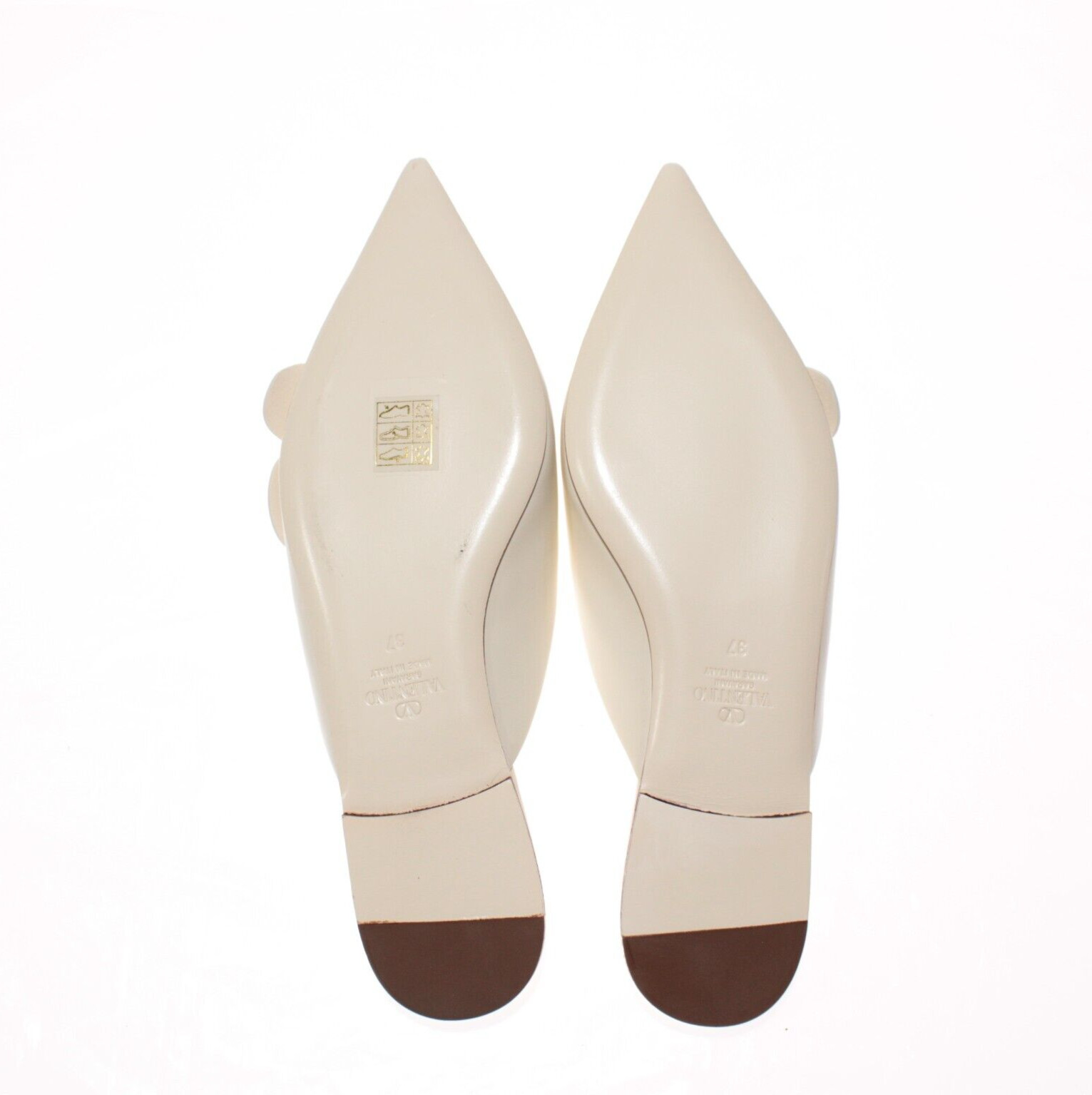 Valentino NWT Flat Slilp-On Mules w/ Butterflies Size 37 (US 7) Solid Ivory