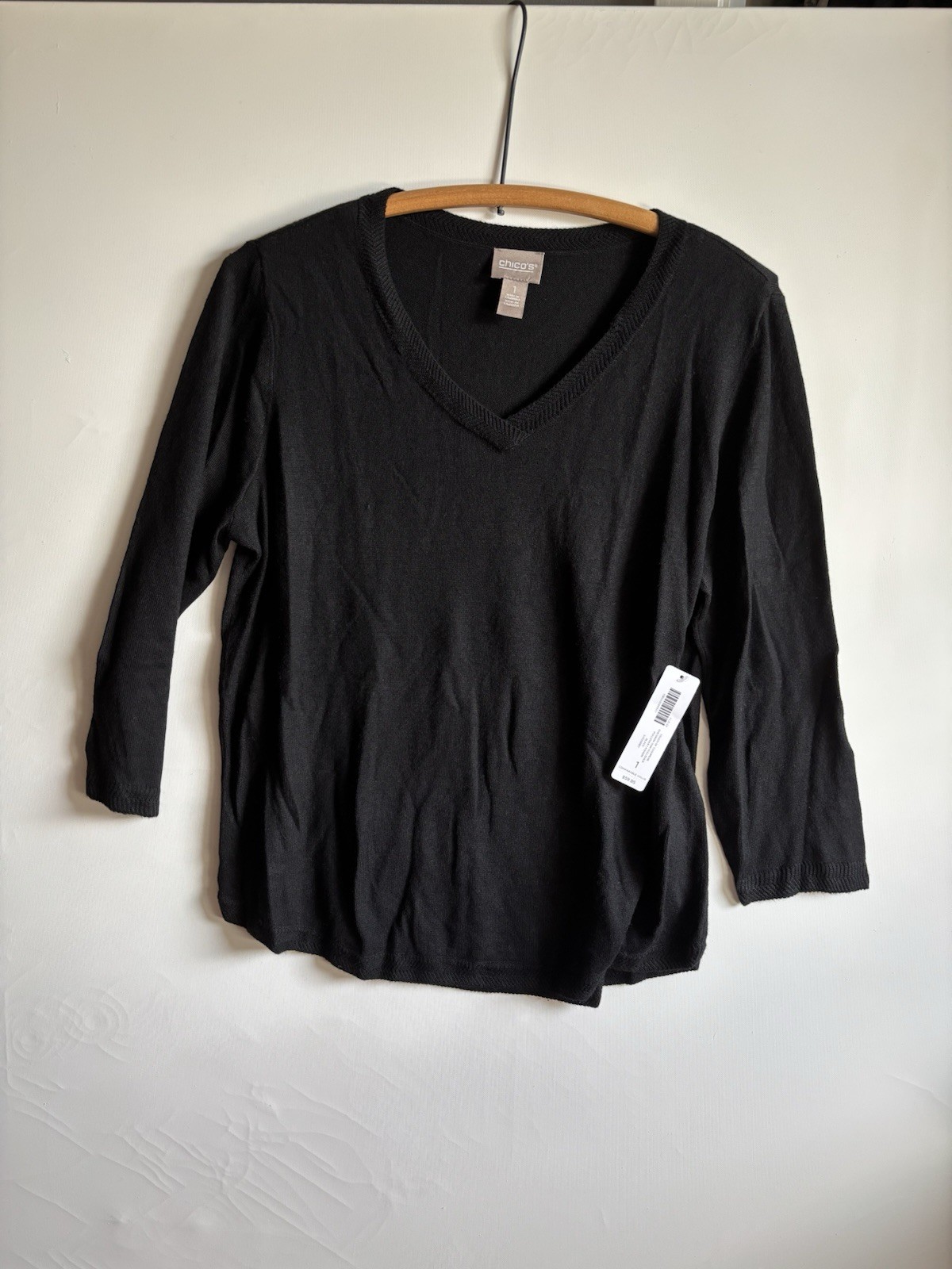 Chico’s Women’s Size 1 Black Pullover Touch Of Cashmere