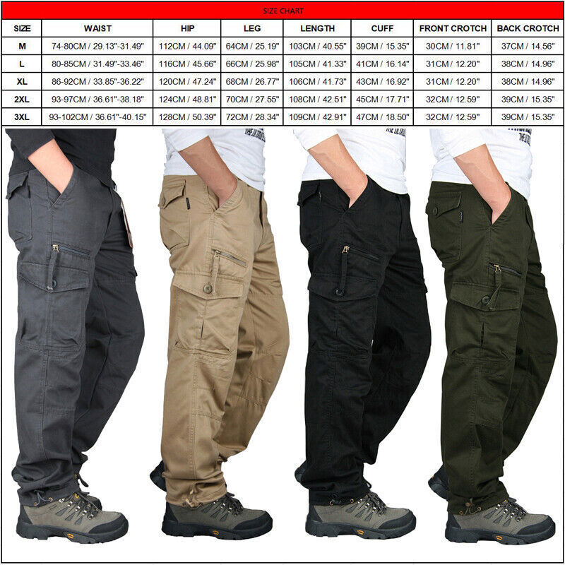 Men’s Waterproof Tactical Cargo Pants Multi-Pocket Hiking Outdoor Work Trousers