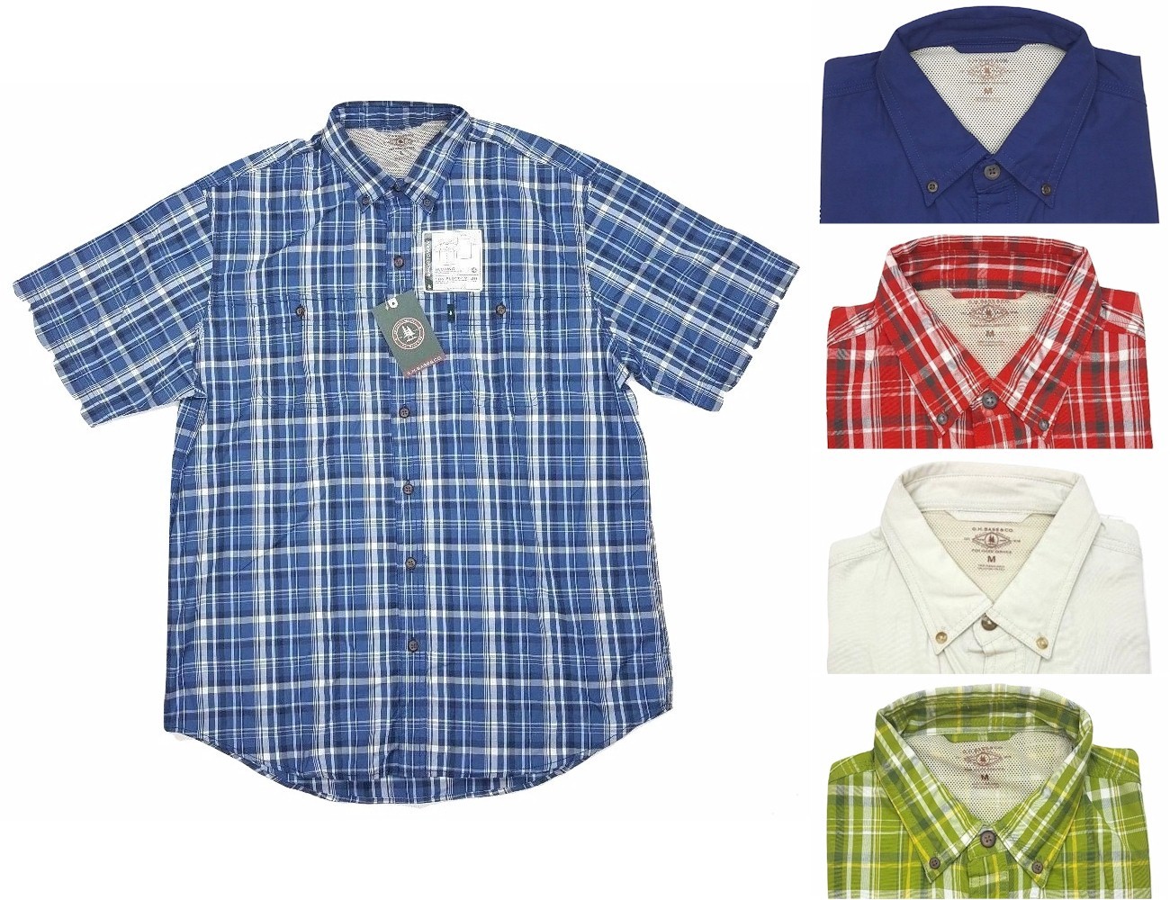 G.H. Bass Mens Sportsman 40 UPF Short Sleeve Button Shirt Choose Size&Color -E