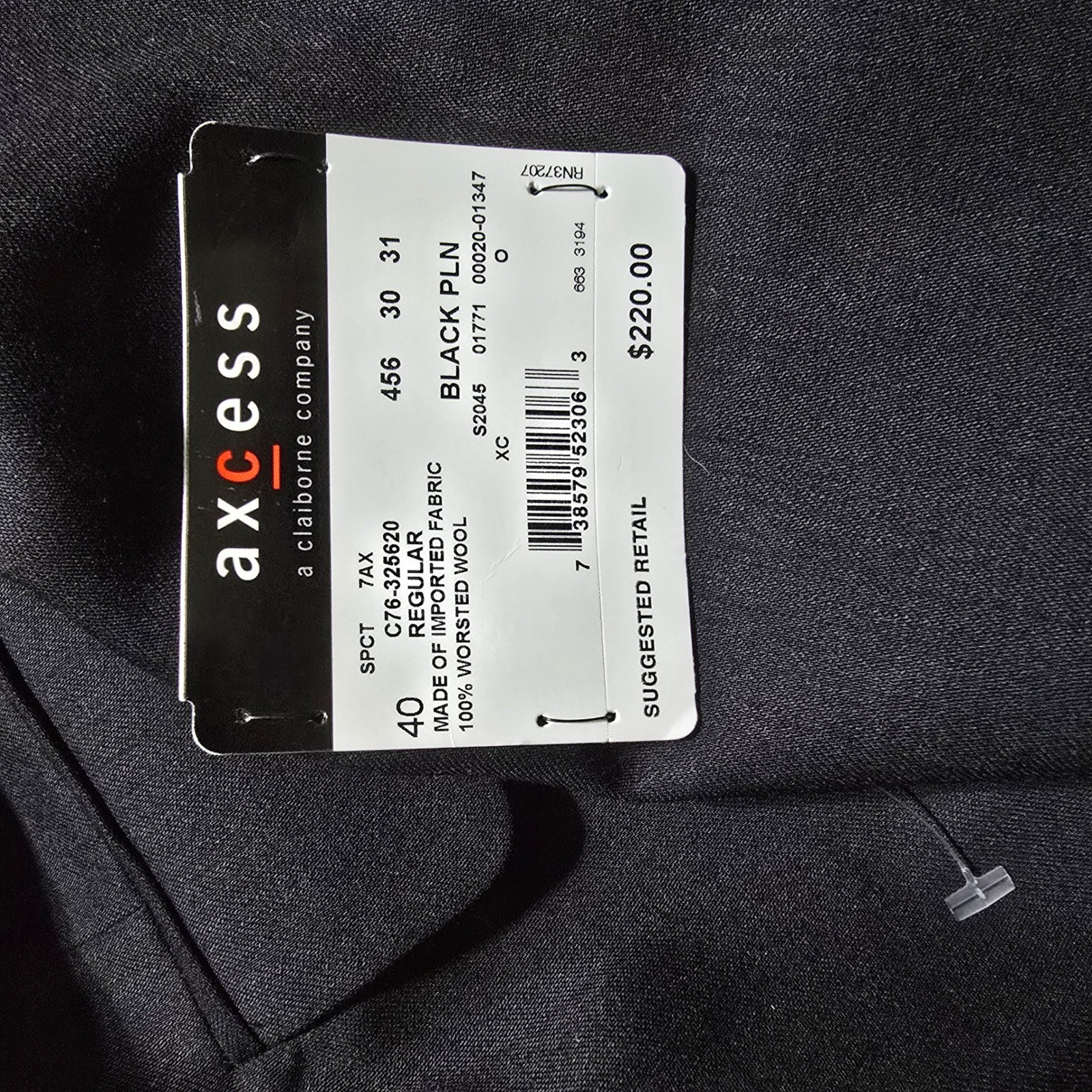 Axcess Suit Jacket Mens 40R Black 100% Worsted Wool 3-Button Blazer NWT