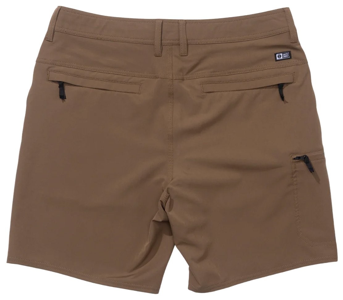 Salty Crew Transom Tech 18″ Hybrid Walk Shorts – Dark Brown – New