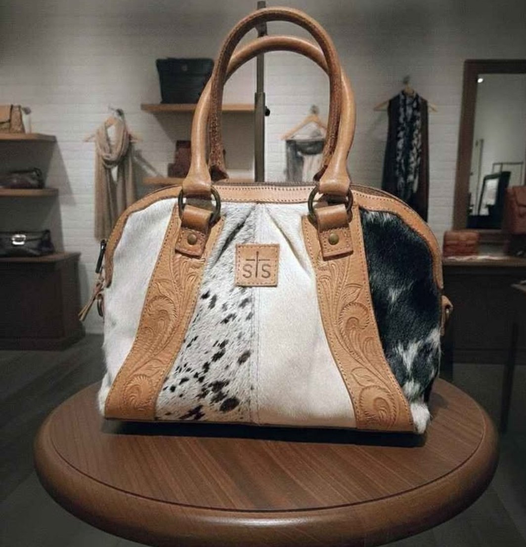 STS Ranchwear Sansa Satchel Cowhide and Tooled Leather *NO CROSSBODY STRAP*