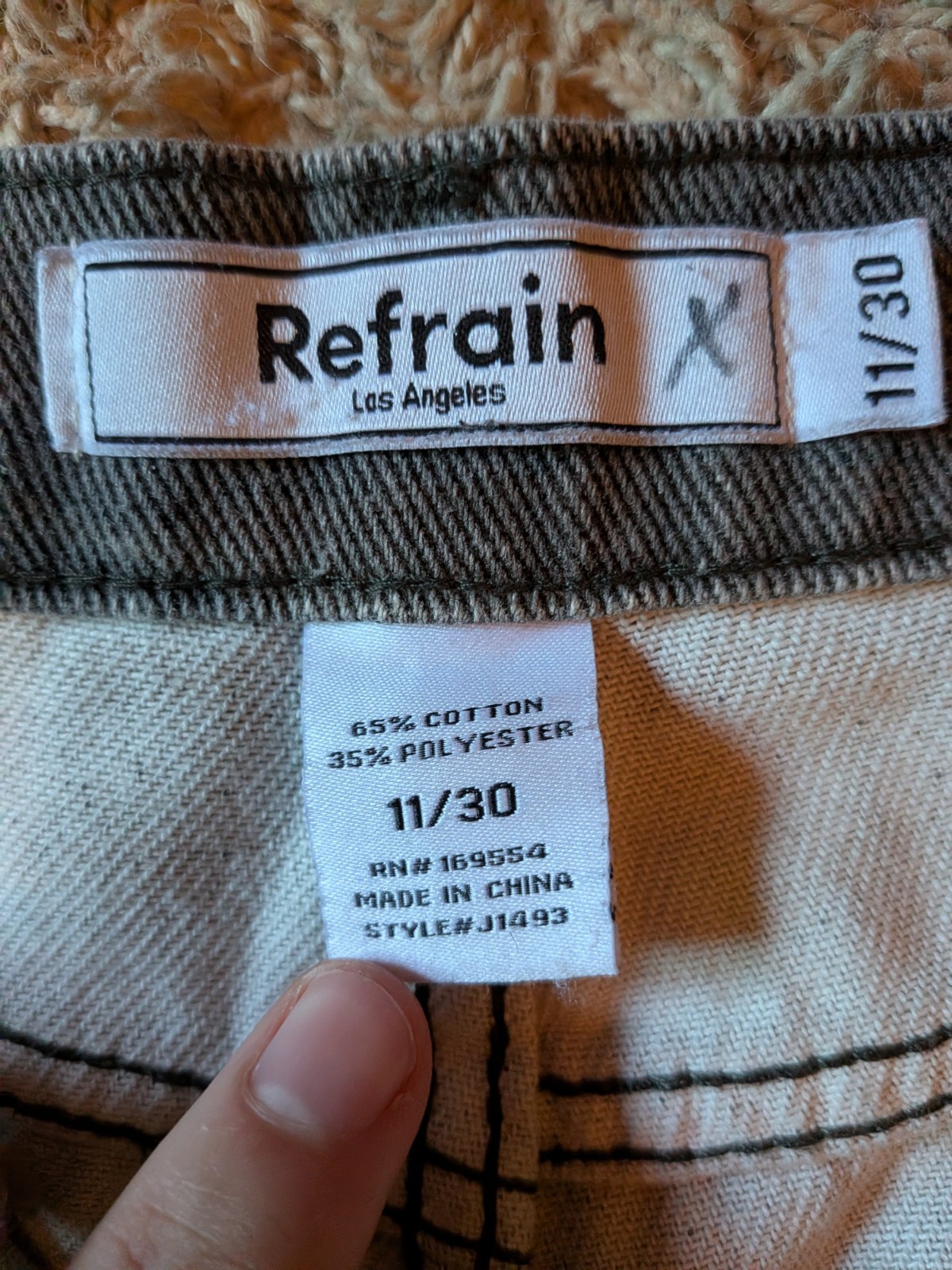 Refrain Men’s Wide-Leg Gray Camo Denim Jeans Medium Wash 5-Pocket
