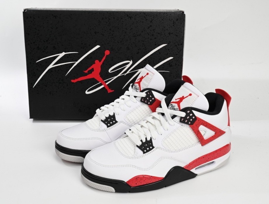 US Size 7-12 Jordan 4 Retro ”Red Cement” Mid Top Men Basketball Shoes Sneakers