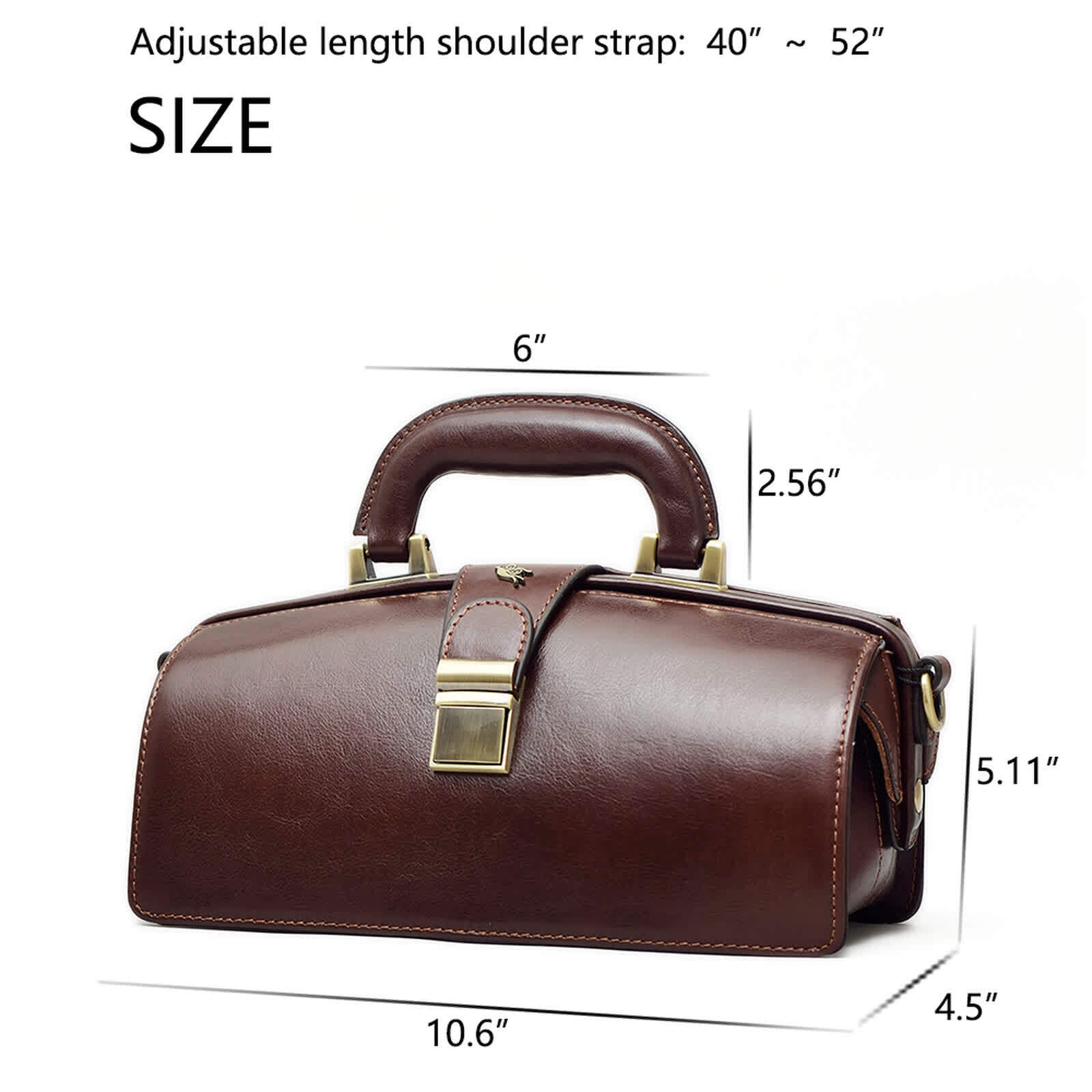 Erivis Coffee Women Leather Shoulder Bag Doctor Handbag with Pockets