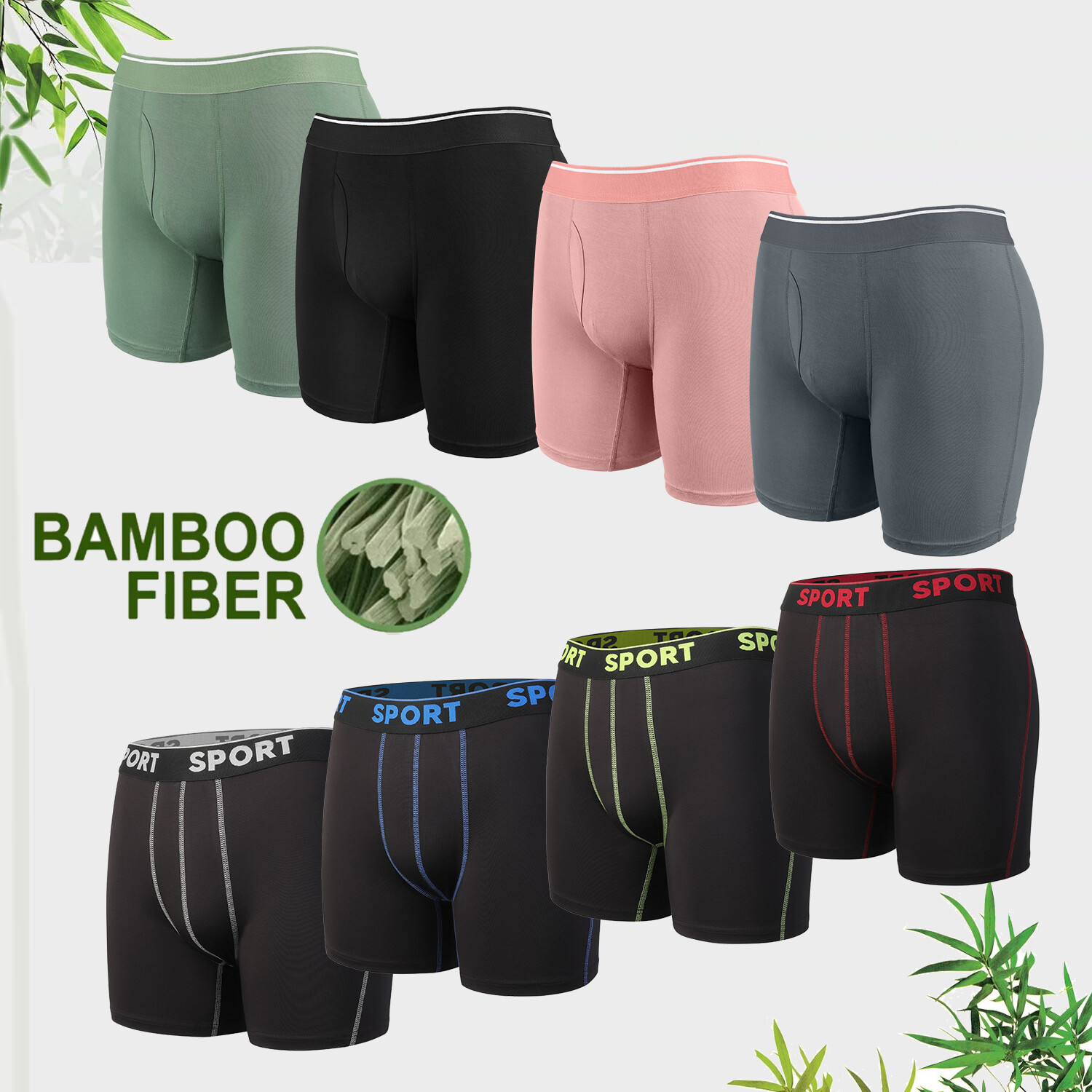 4/6 PACK For Men Bamboo Underwear Shorts Multicolor Boxer Briefs Underpants NEW