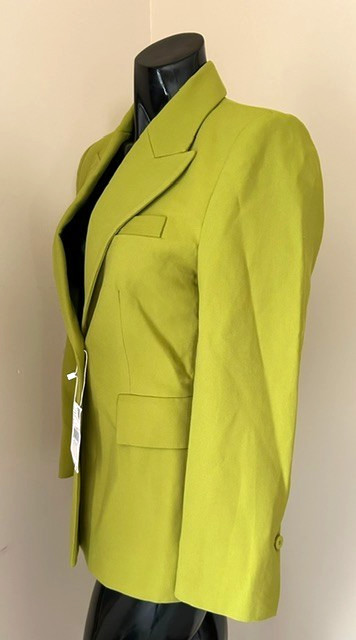 NWT MANGO (MNG) tailored blazer single button vibrant lime green size M