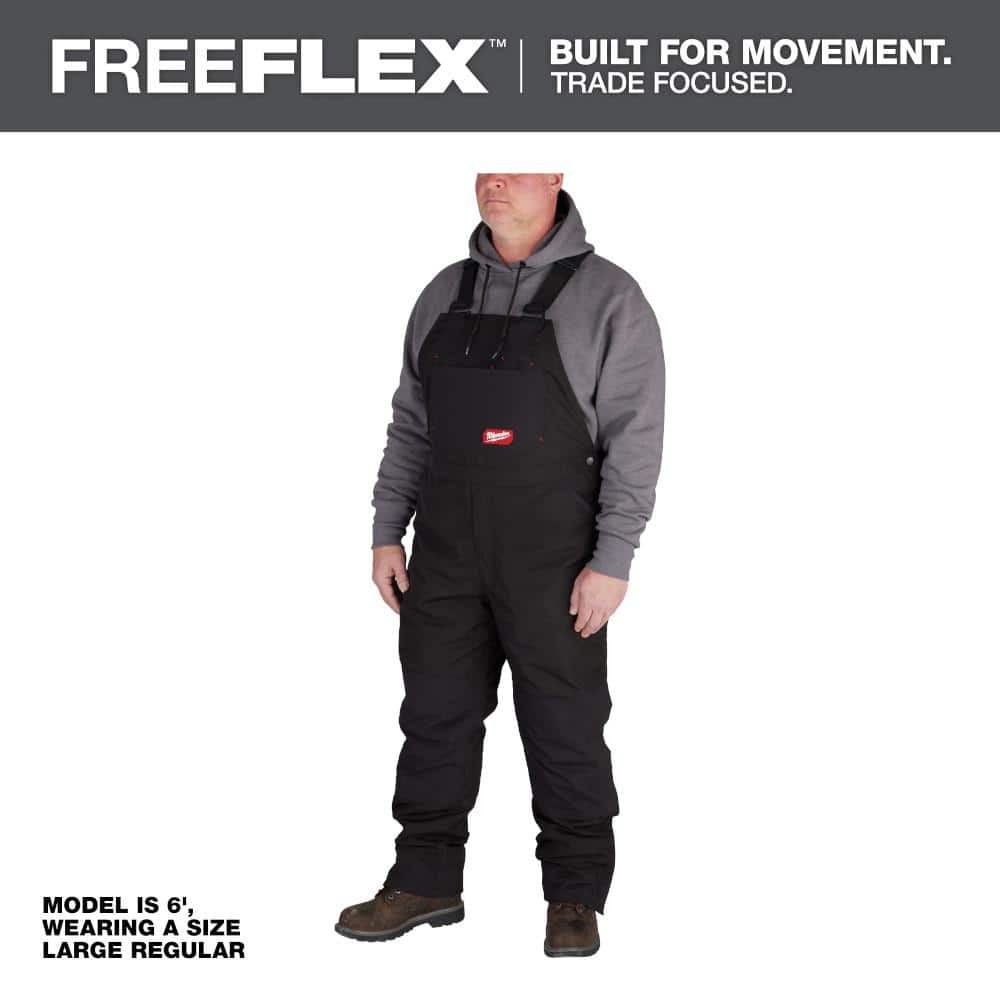 Milwaukee Men’s Large Tall Black FREEFLEX Insulated Bib Overalls