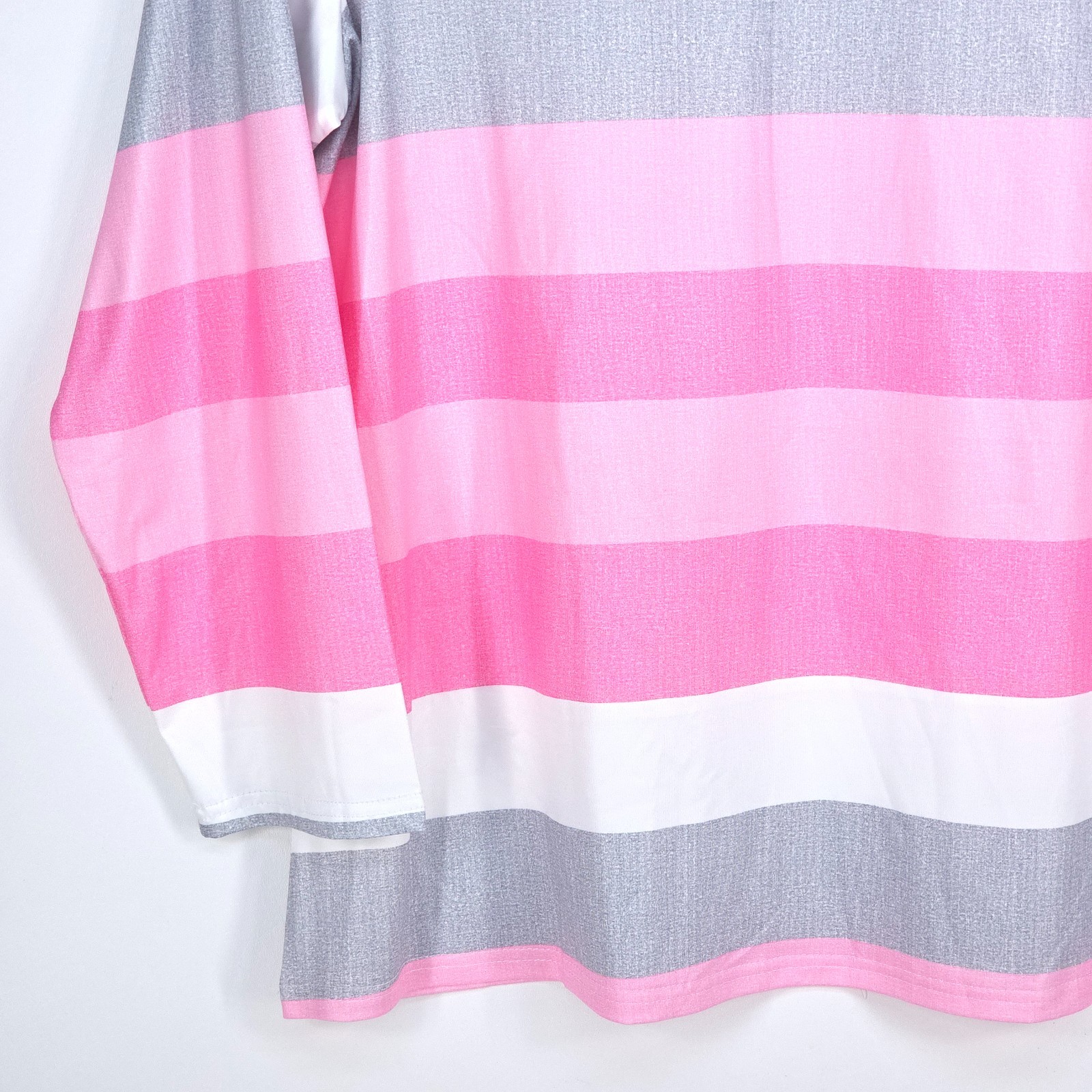 Striped Button Accent Tunic Top Womens 3XL Pink White Gray Coastal Career Office