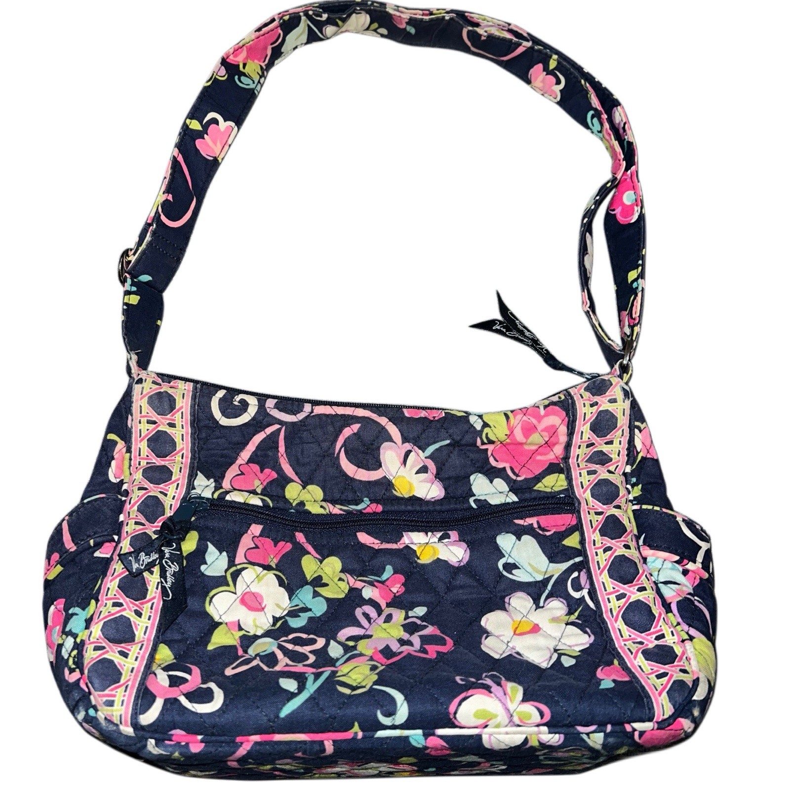 Vera Bradley Purse. Navy Blue Floral Quilted Shoulder Bag. Pockets. Cute.