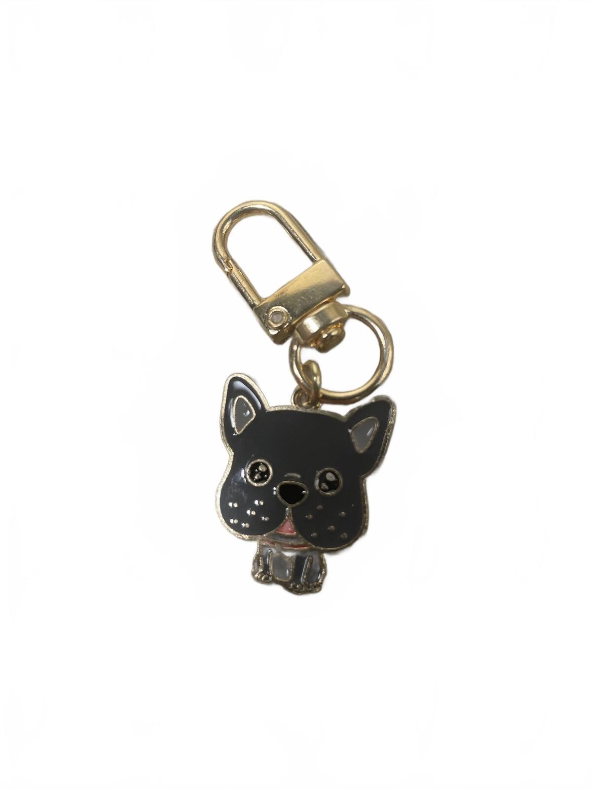 Dog Enamel Metal Keychain Charm Gold Clip Gift Animal Print Purse Accessory New