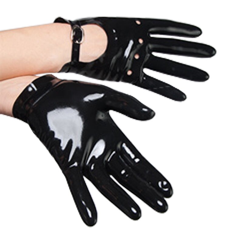 Sexy Black Latex Rubber Gloves Gummi 0.4mm Club Wear for Catsuits Dress
