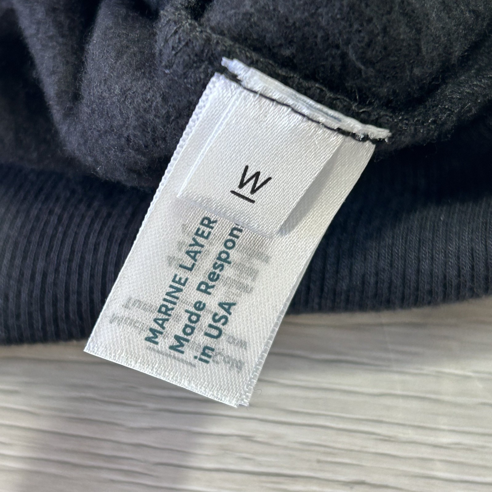 NWT Marine Layer Hoodie Womens Large Black Full Zip Fleece Sweatshirt USA Logo /