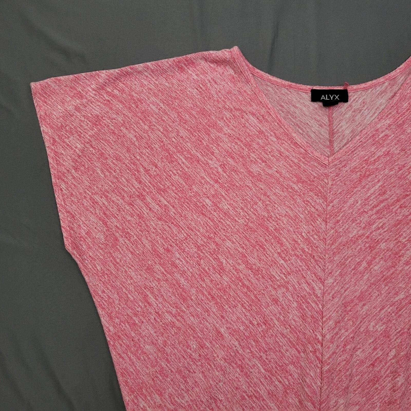 ALYX Womens Hot Pink Heather Space Dye Dolman Sleeve V-Neck Banded Hem Top M
