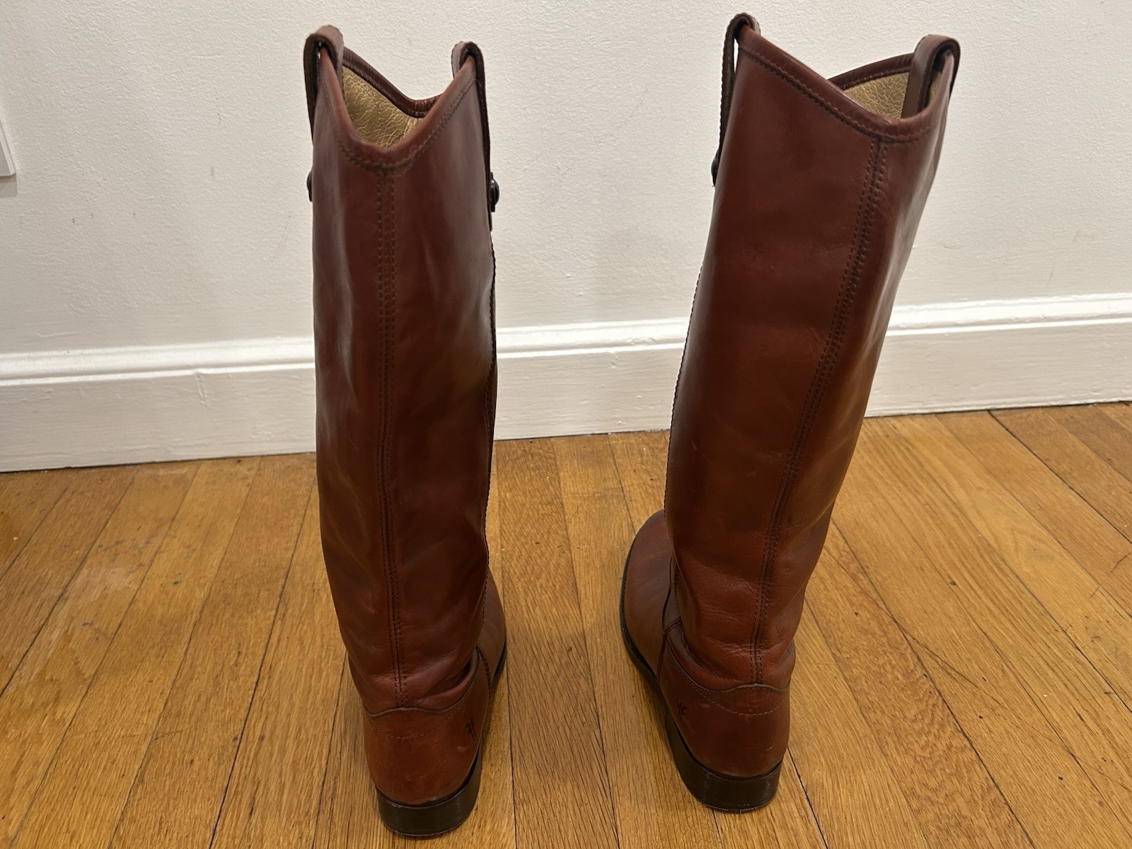 Frye Women’s Melissa Button Brown Leather Riding Boots 6.5B Extended Calf