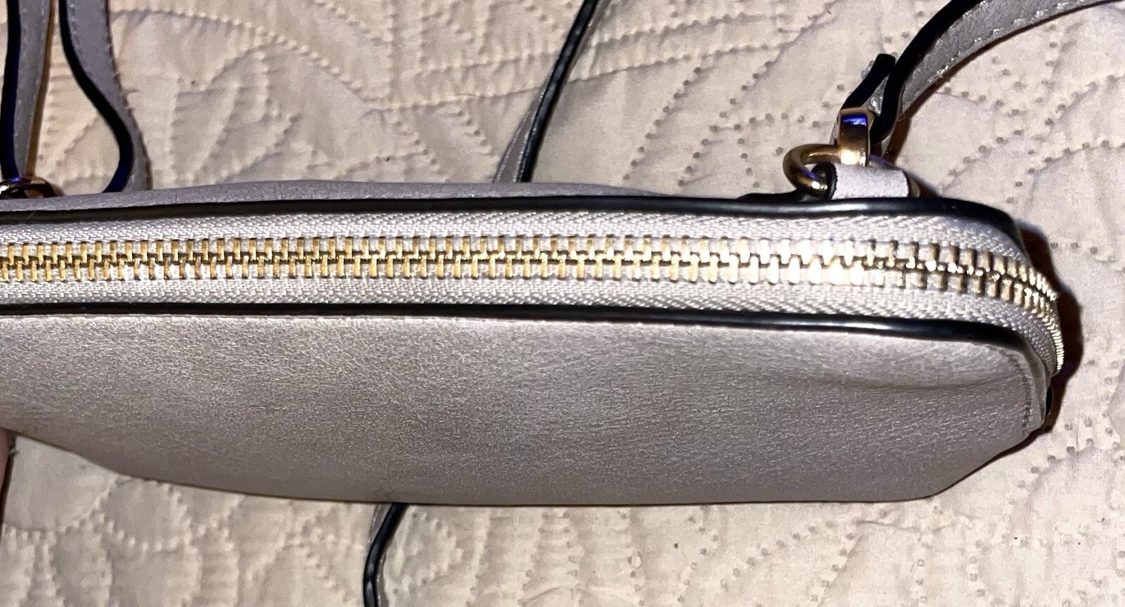 Small Crossbody Bag Wallet with Twist Locking Zipper Closure Color Gray 8×5”