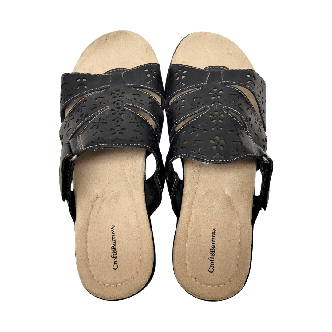 CROFT & BARROW Womans BLACK Slip Slide On Shoes Mules NON SLIP size 8