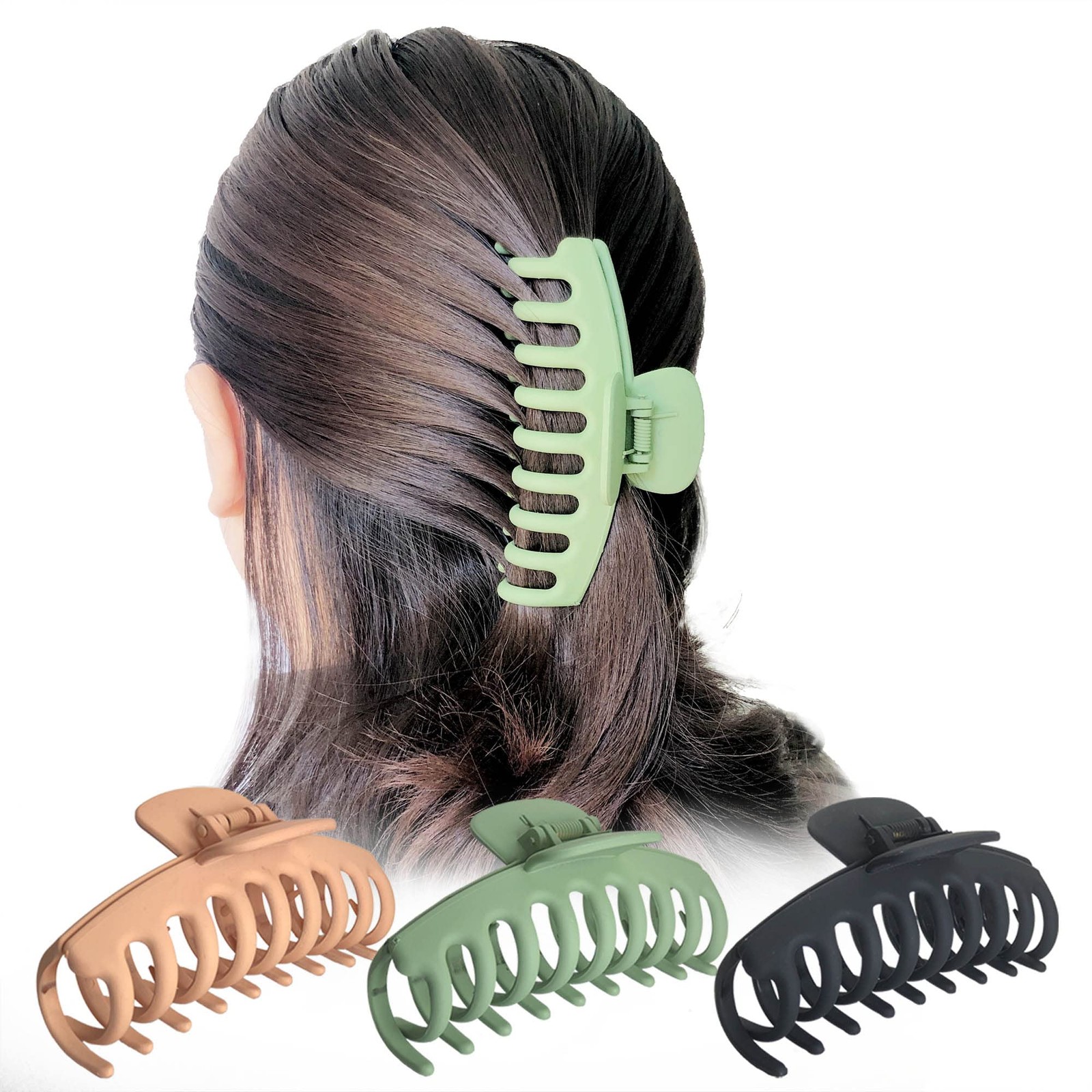 3 PCS Big Hair Claw Clips 4.3 Inch Nonslip Jumbo Strong Hold Jaw Clamps Pin