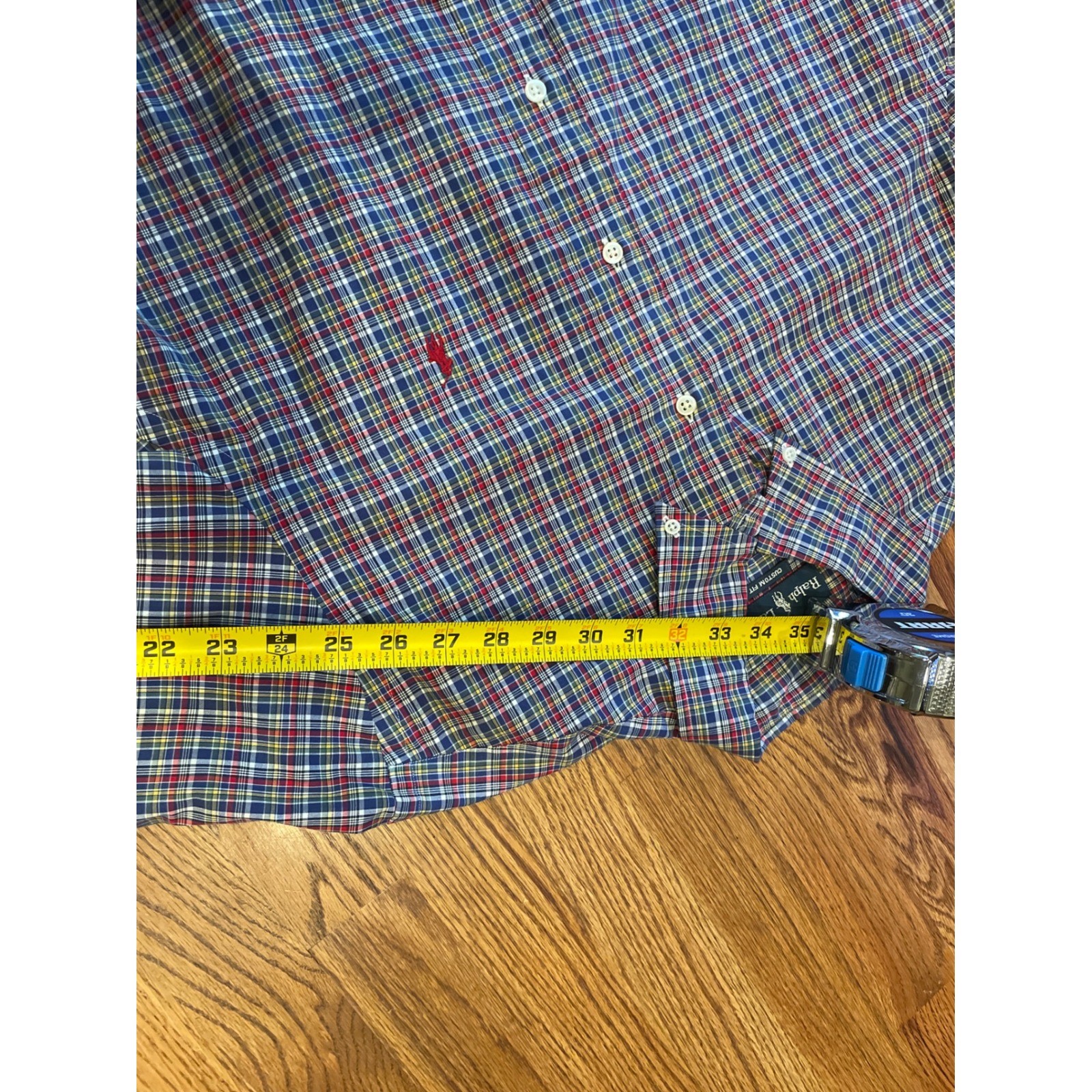 Ralph Lauren Mens Button Up Shirt L Multicolor Plaid Custom Fit Long Sleeve Pony