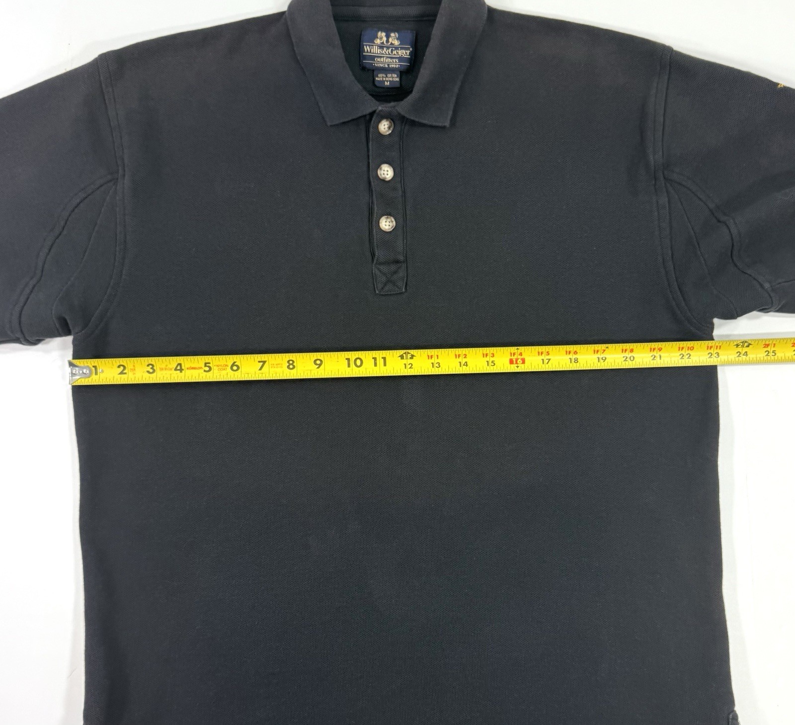 Vtg Willis Geiger Mens Polo Shirt Crest Medium Oversized Heavyweight Hong Kong
