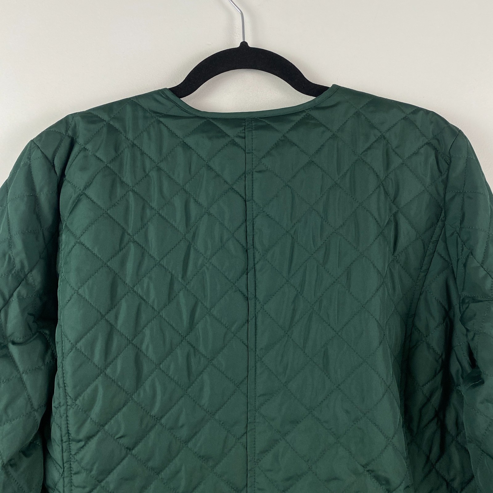 Croft & Barrow Quilted Button Up Long Sleeve Jacket Size Large Green Pockets