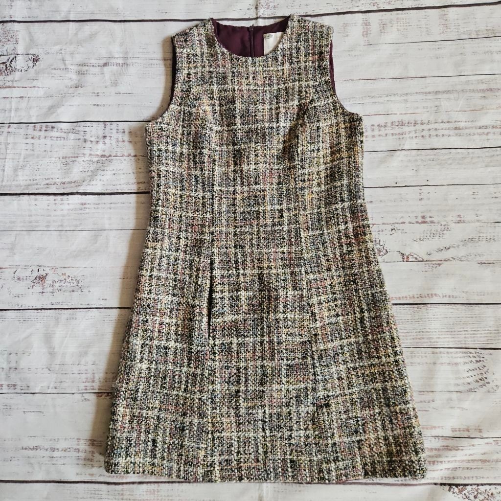 Gal Meets Glam Ramona Sleeveless Tweed Dress Wool Blend Classy Feminine US 2