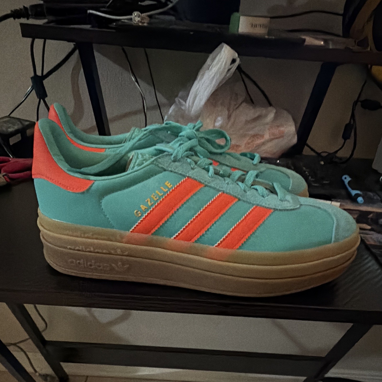adidas Men’s Turquoise/Orange Low Top Lace-Up Athletic Sneaker Shoes