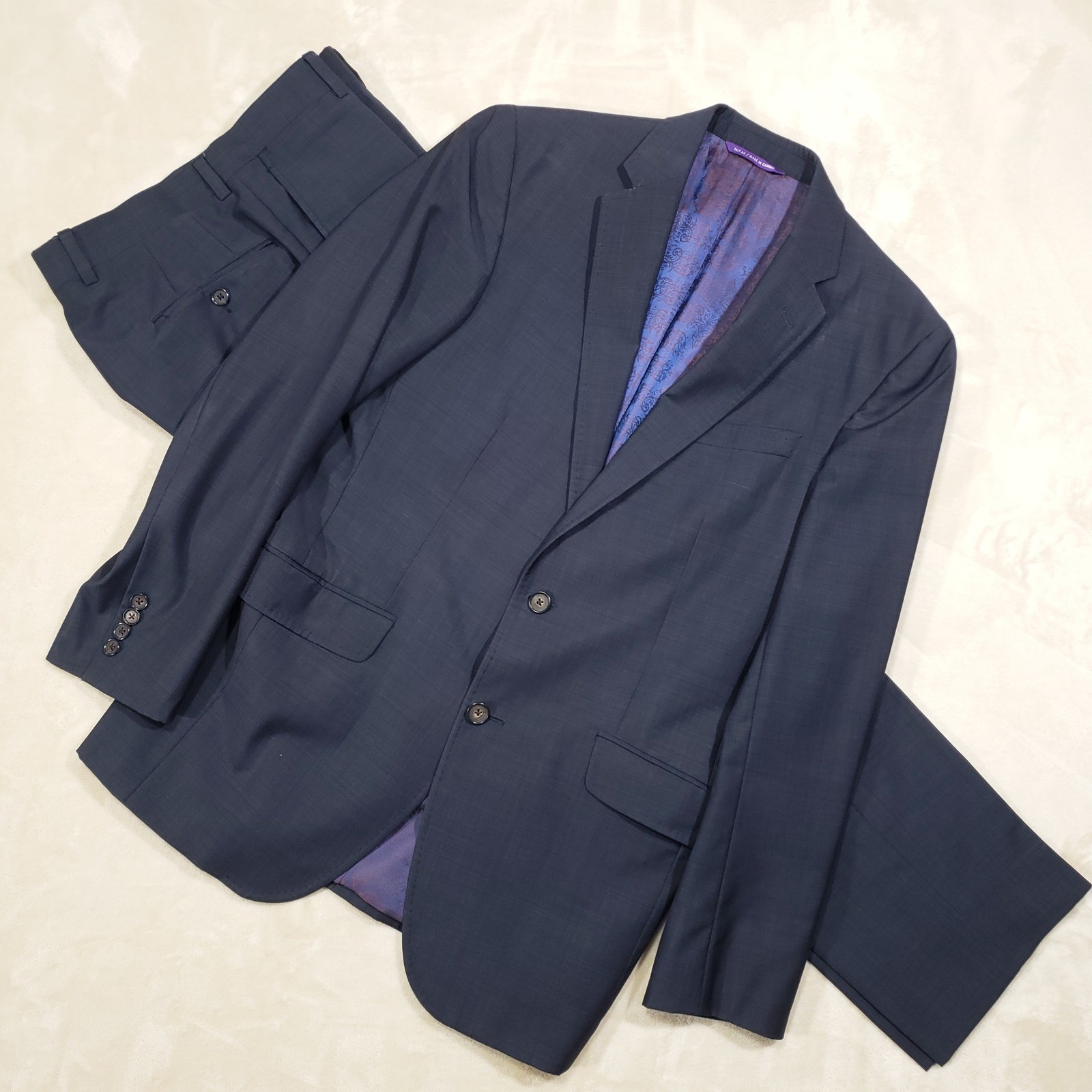 Ted Baker Suit Mens 38R Navy Blue Wool Jarrett CT Endurance Micro-Check 2-Piece