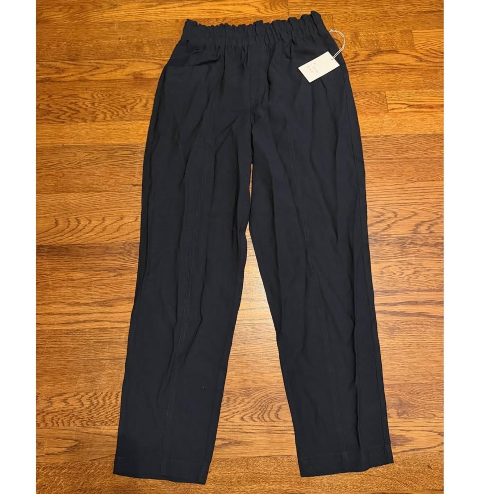 A New Day Paperbag Waist Pants Black Straight Leg NWT Small