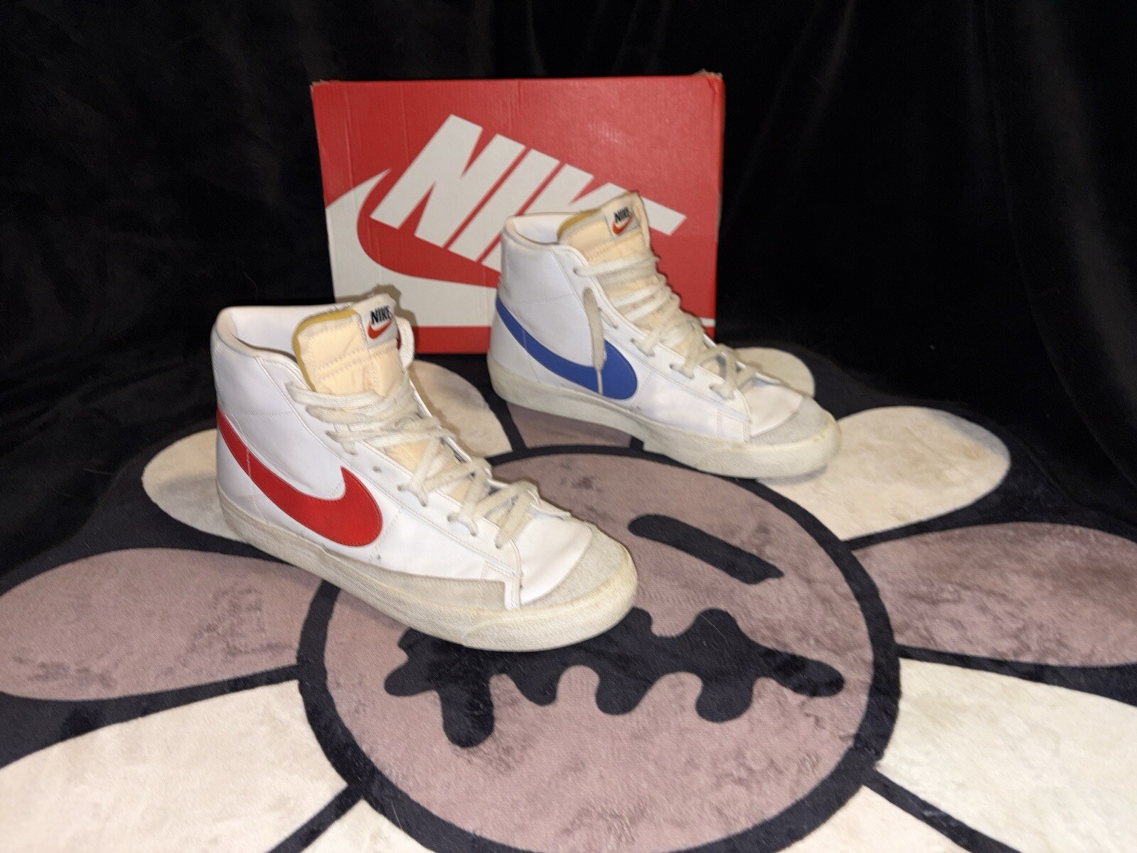 Nike Blazer Mid 77 Vintage Mismatched Swoosh Blue Red